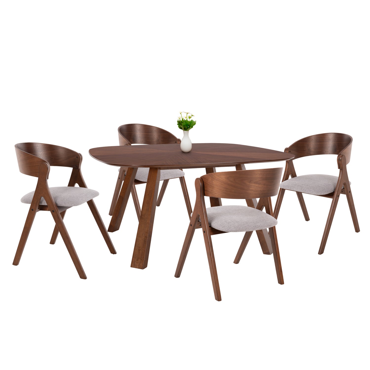 Комплект за хранене 5 бр. nekker mdf маса - столове от каучуково дърво