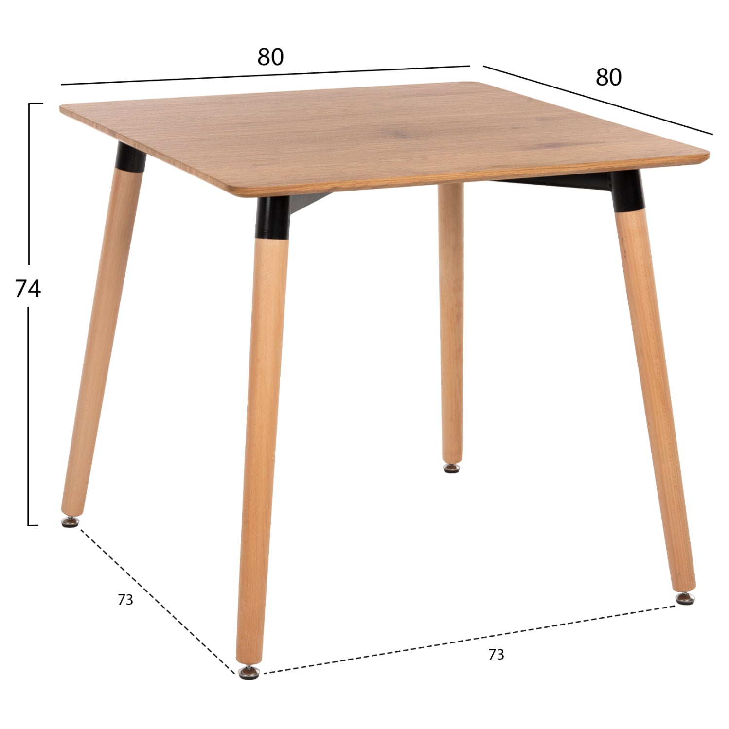 Комплект за трапезария от 3 части квадратна маса - 2 трапезни стола в капучино