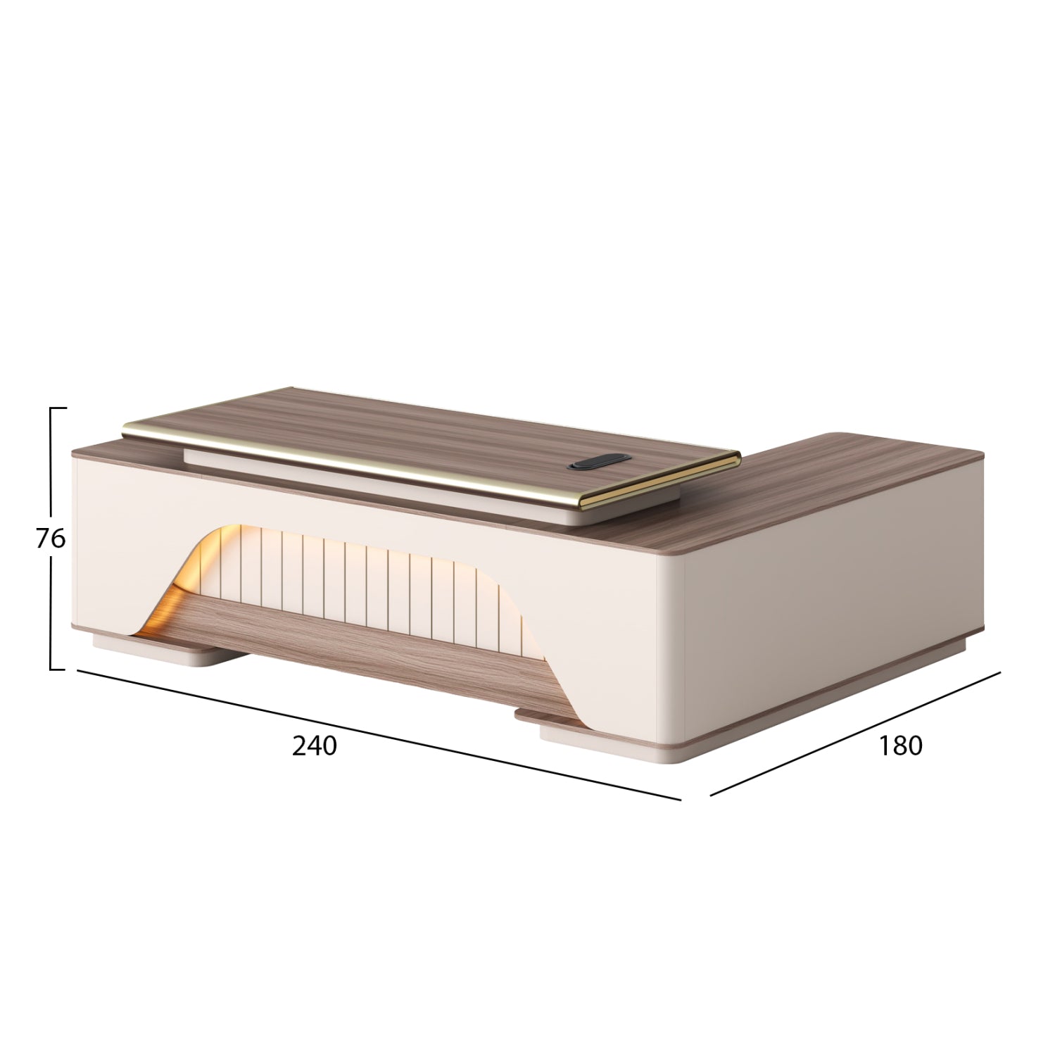 LED бюро SUPERON 240x180см ляв ъгъл меламин бежов цвят