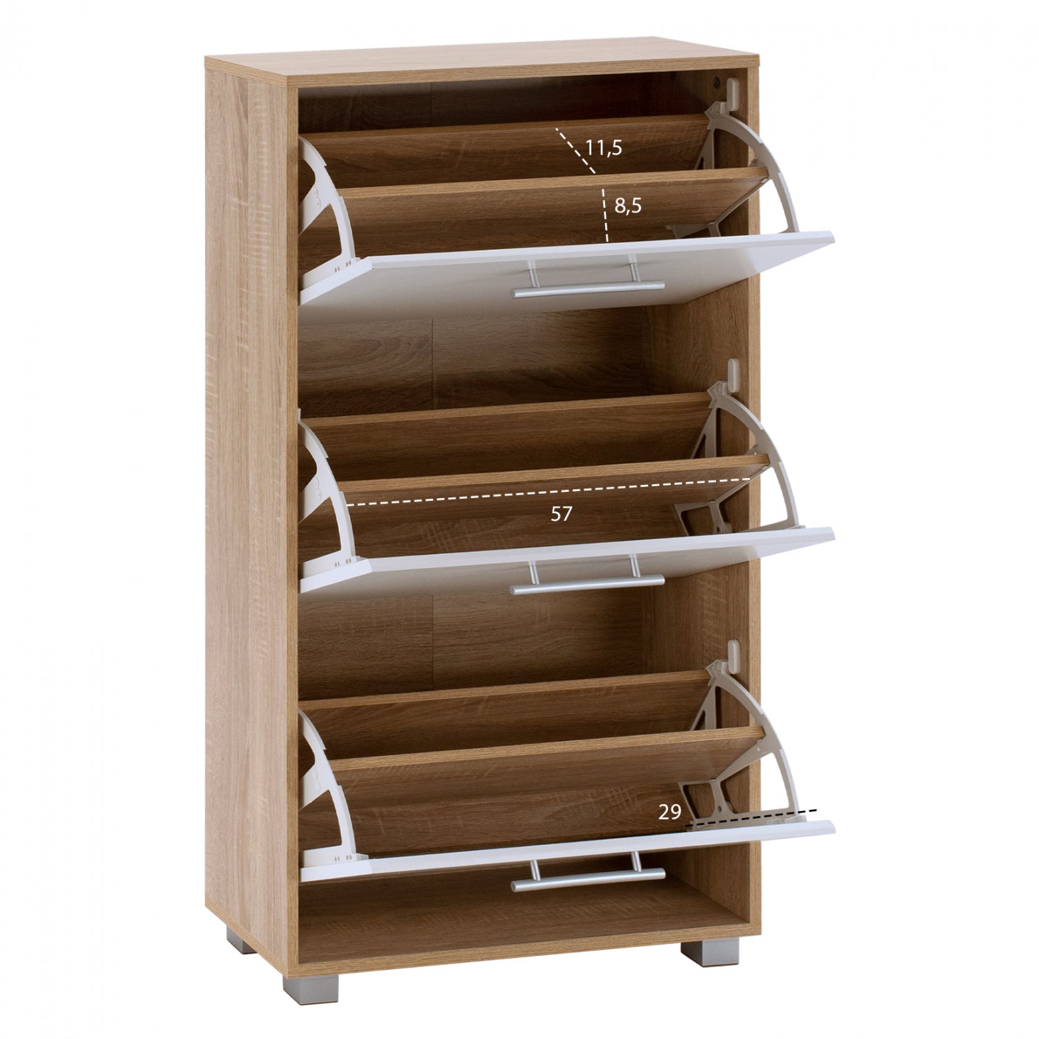 Шкаф за обувки DAVINA цвят сонама-бял 62х24х110см