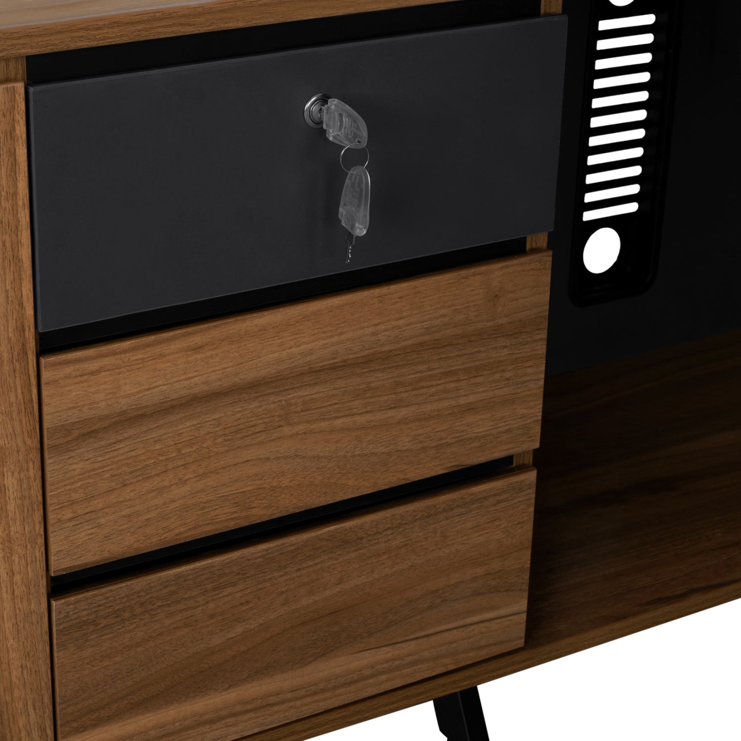 Офис бюро SUPREME цвят сив-меден дъб 160X160X75см