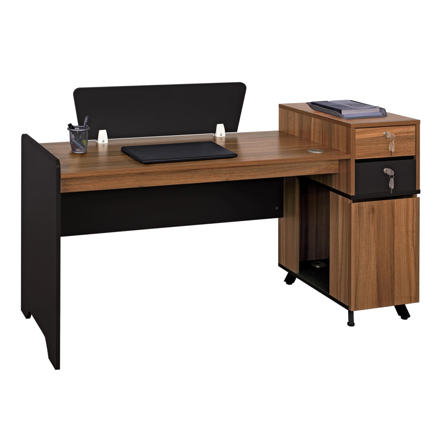 Офис бюро SUPREM сив-меден дъб 154x60x100см