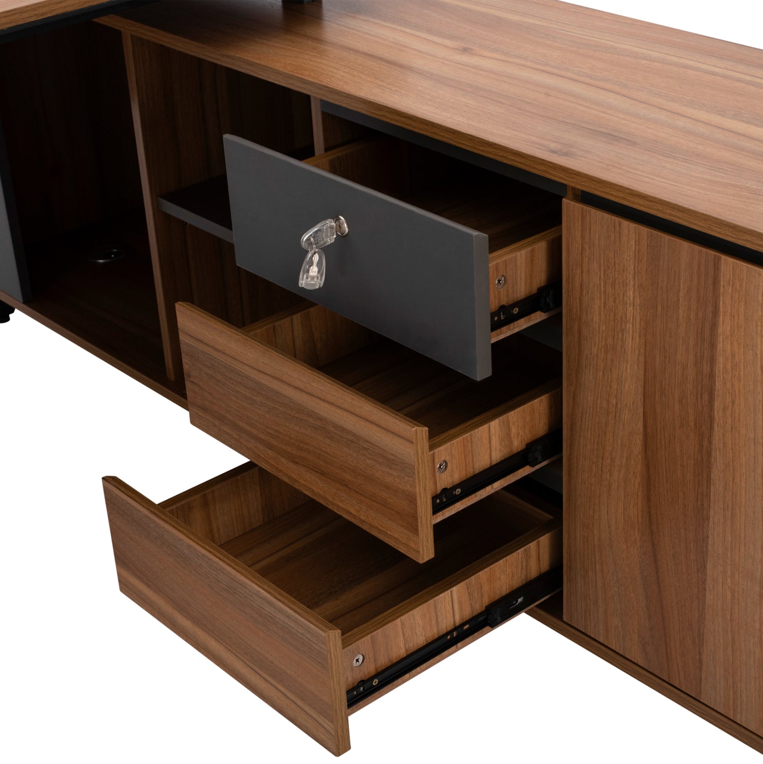 Офис бюро SUPREME сив-меден дъб 200X180X76см