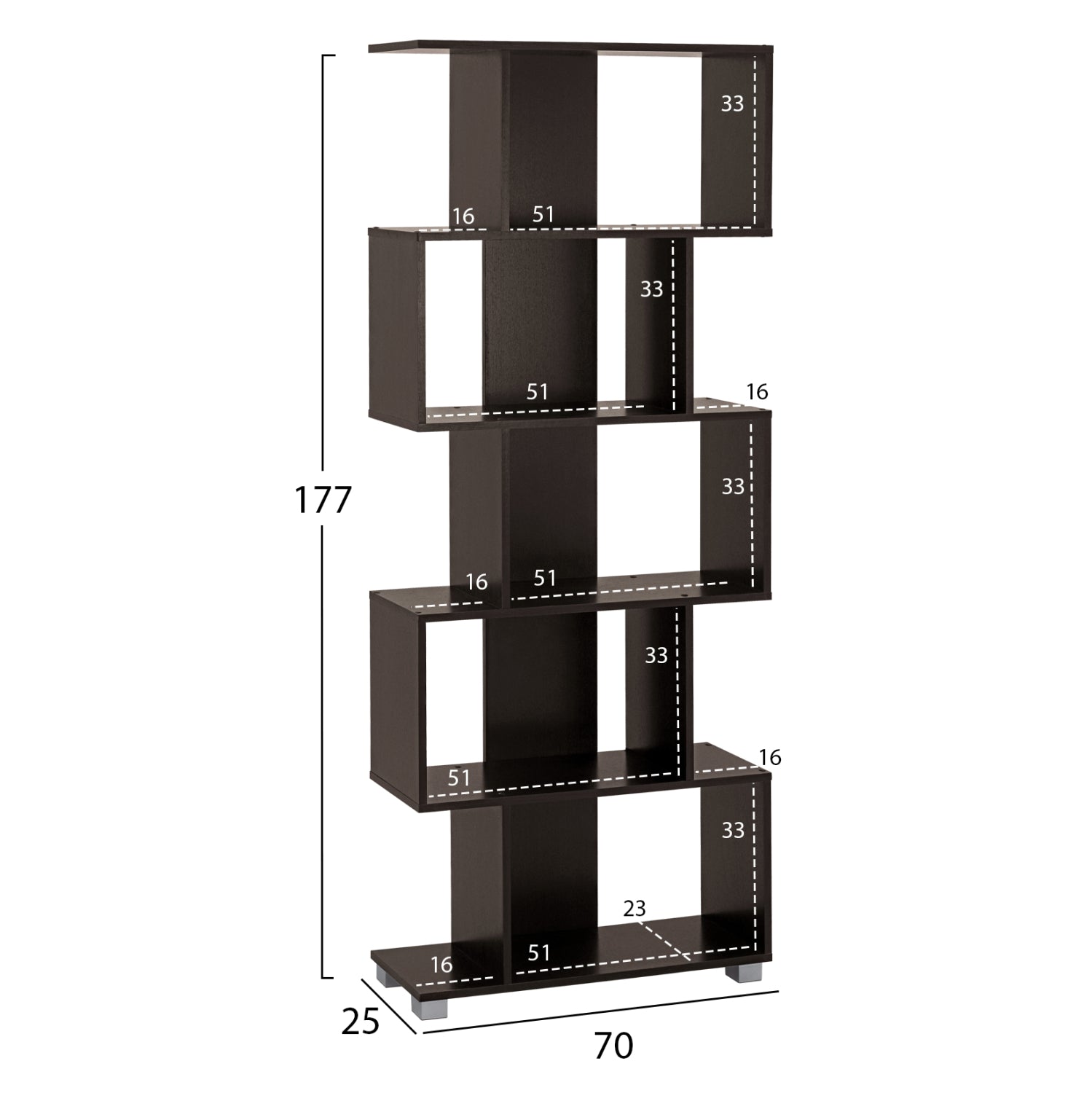 Библиотека EZIR 2385.01 венге 70x25x177см