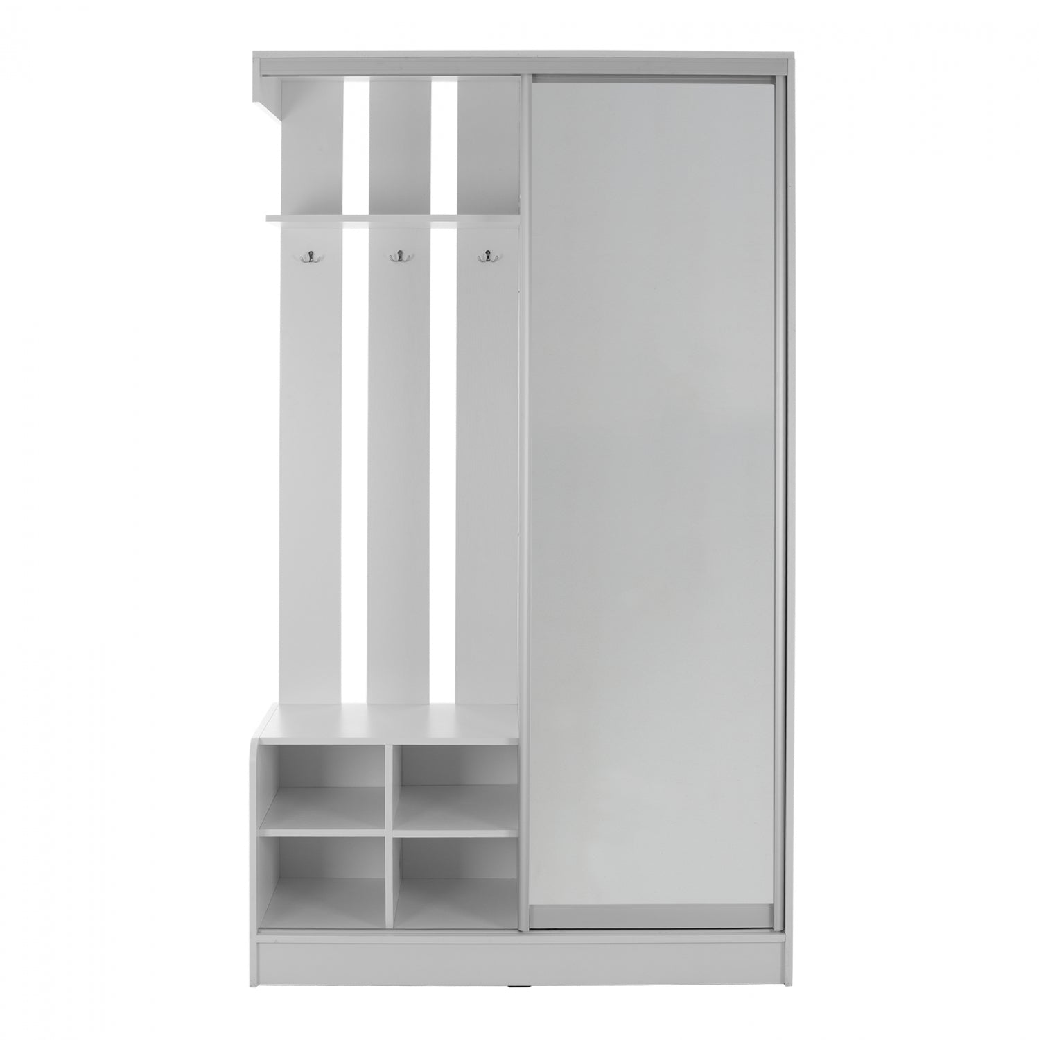 Входно антре с плъзгащ се гардероб и огледало DULCE бял цвят 118x45x210см