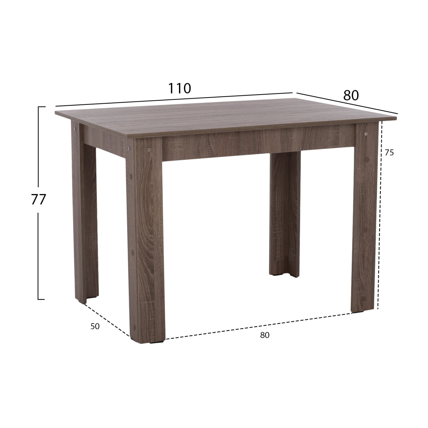Маса трапезна KELVIN сив цвят 110x80x77см
