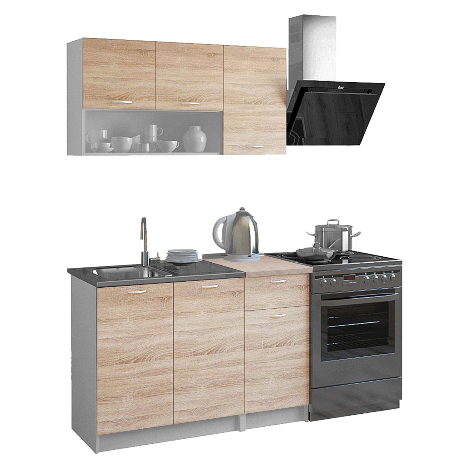 Кухненски комплект JADIEL  меламин с плот сонама - бял 120x46-29.2 см