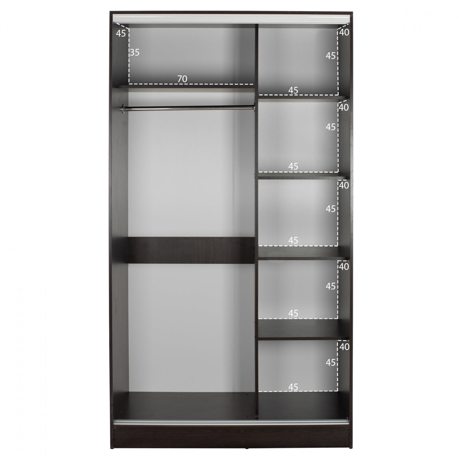 Гардероб Adler 120x60x220 см, цвят венге, с огледало