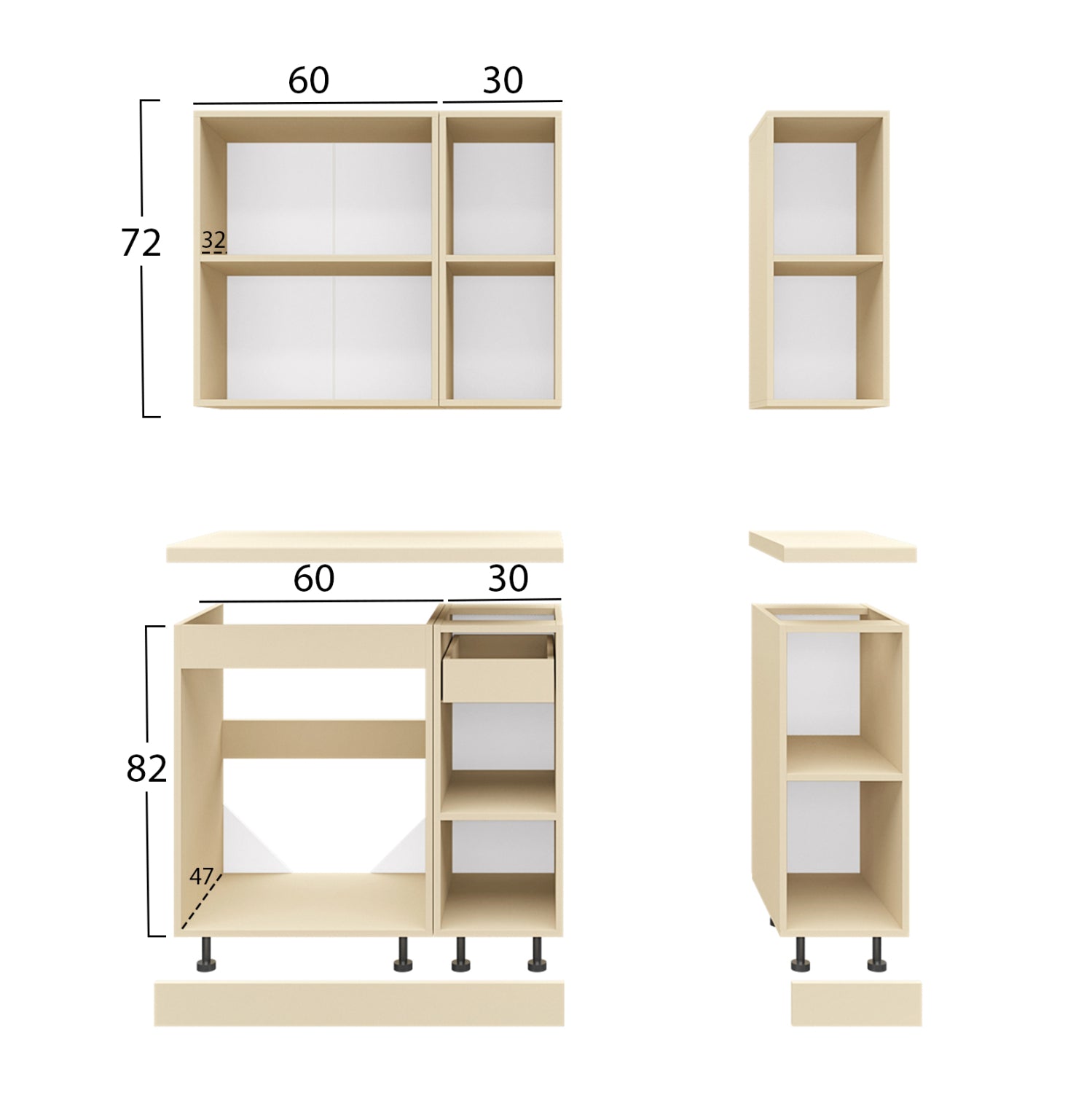 Кухненски комплект от меламин тъмна сонама , плот черен мраморен 120x47x84.8 см