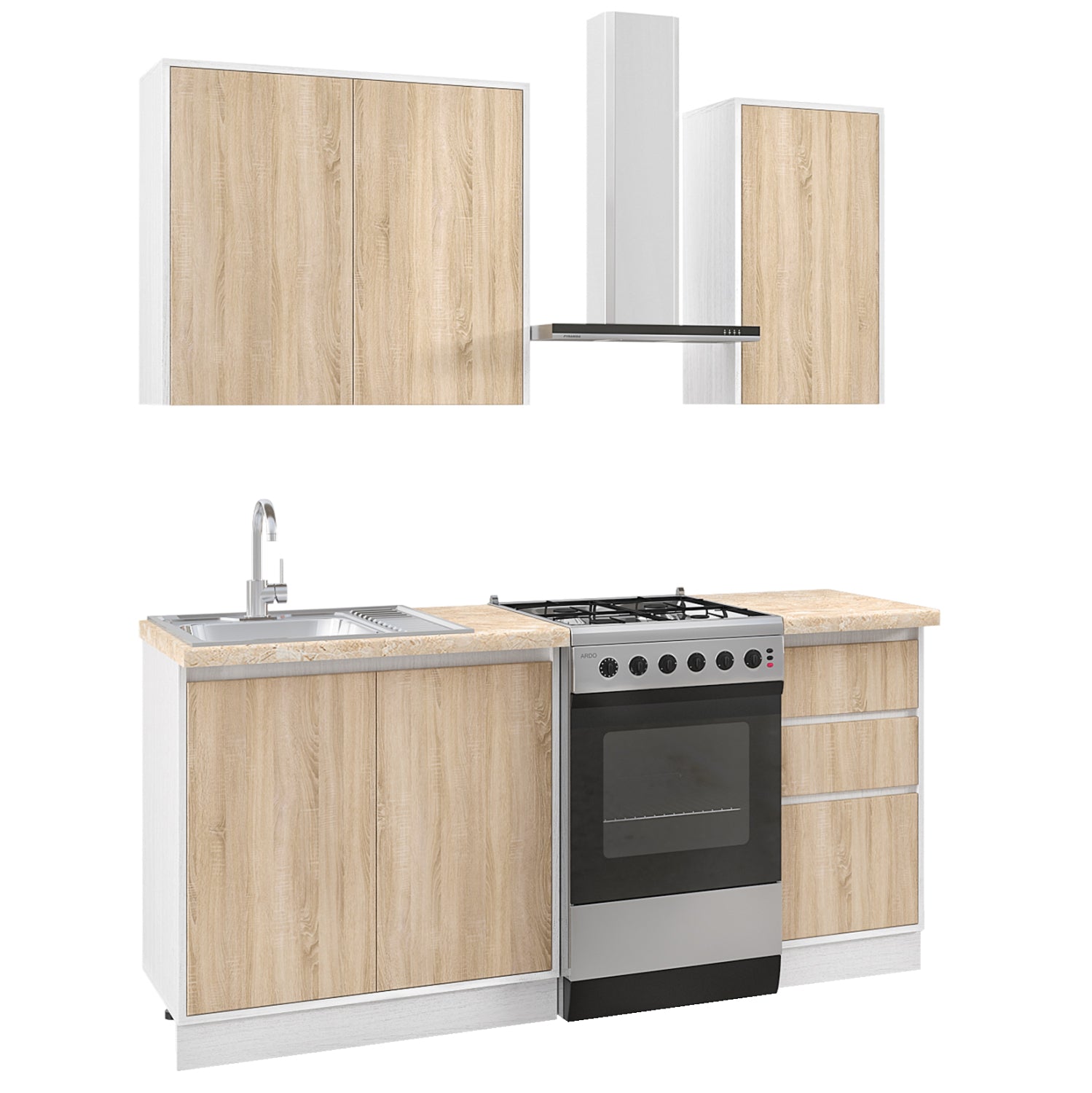 Кухненски комплект сонама меламин и бежов мраморен плот 120x47x84.8 см