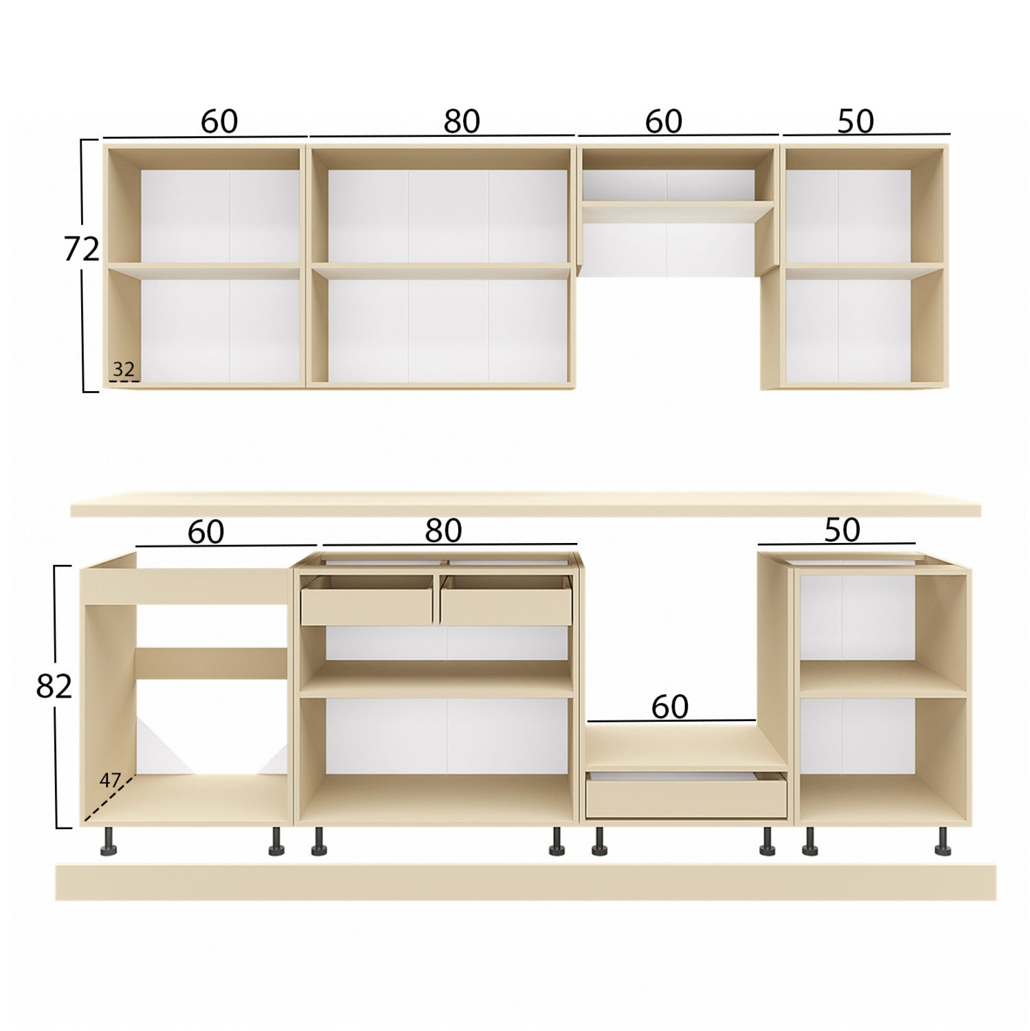 Кухненски комплект mdf тъмносив hpl бежов мраморен плот 250x47x84.8см