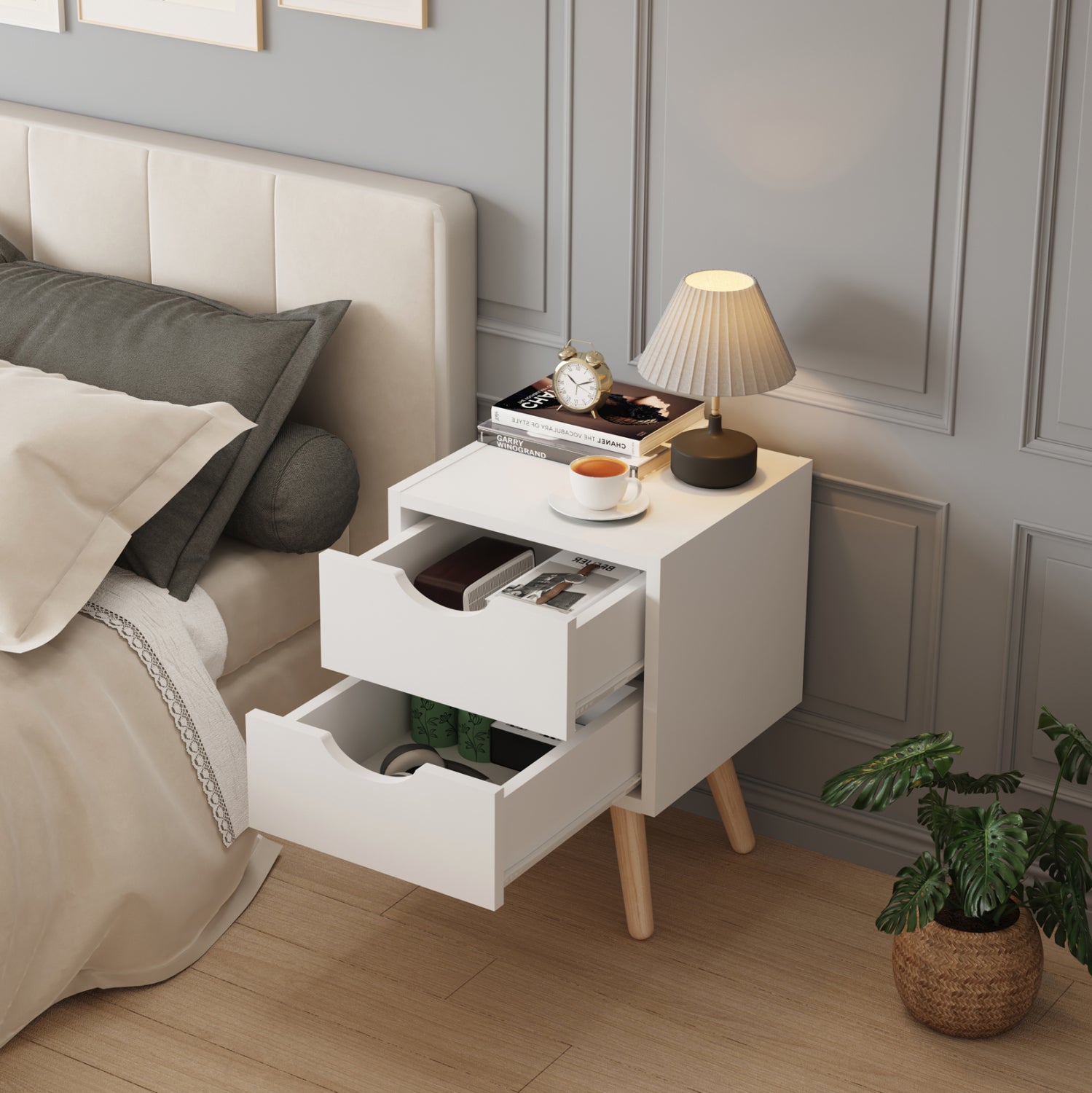 Нощно шкафче DINKL бял цвят 29,7x29,7x45см