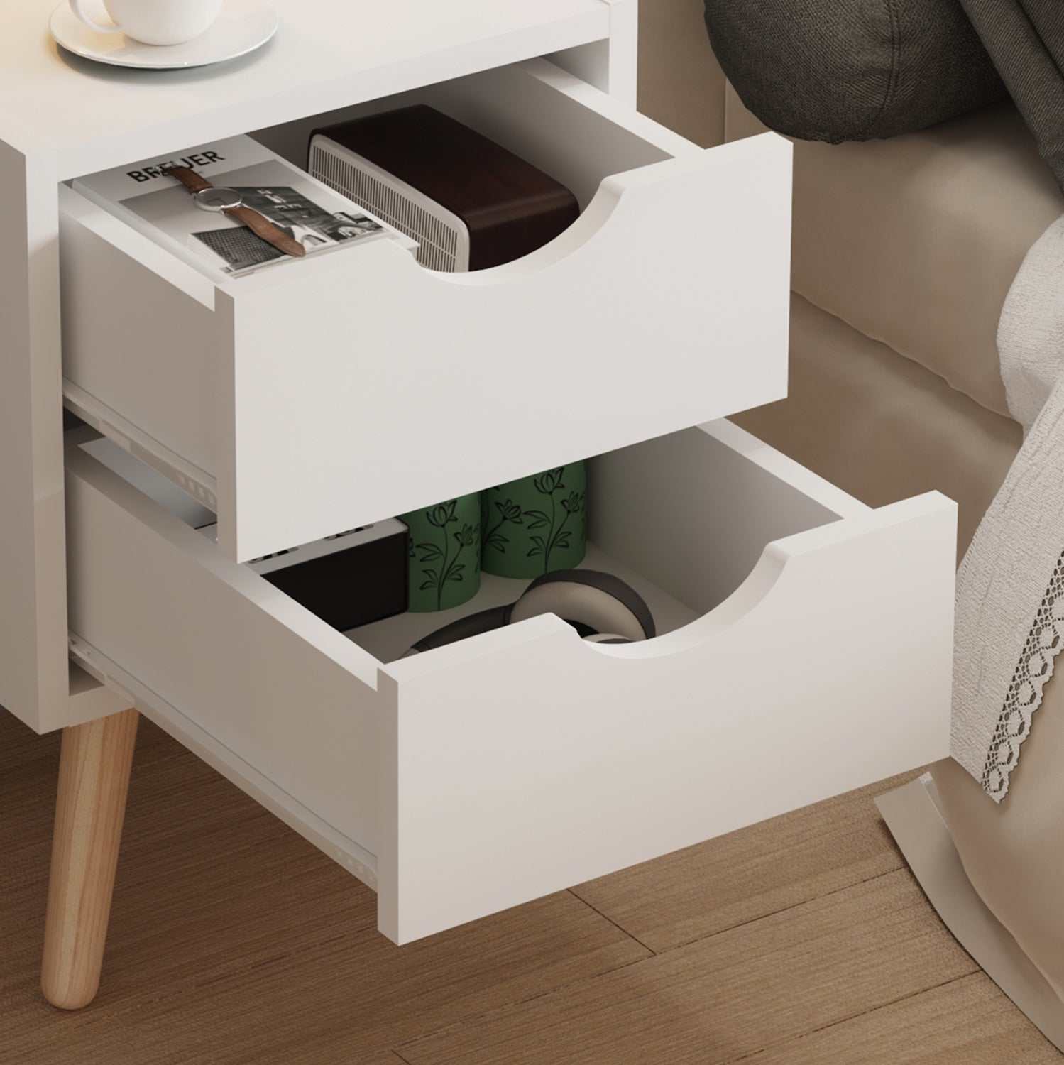 Нощно шкафче DINKL бял цвят 29,7x29,7x45см