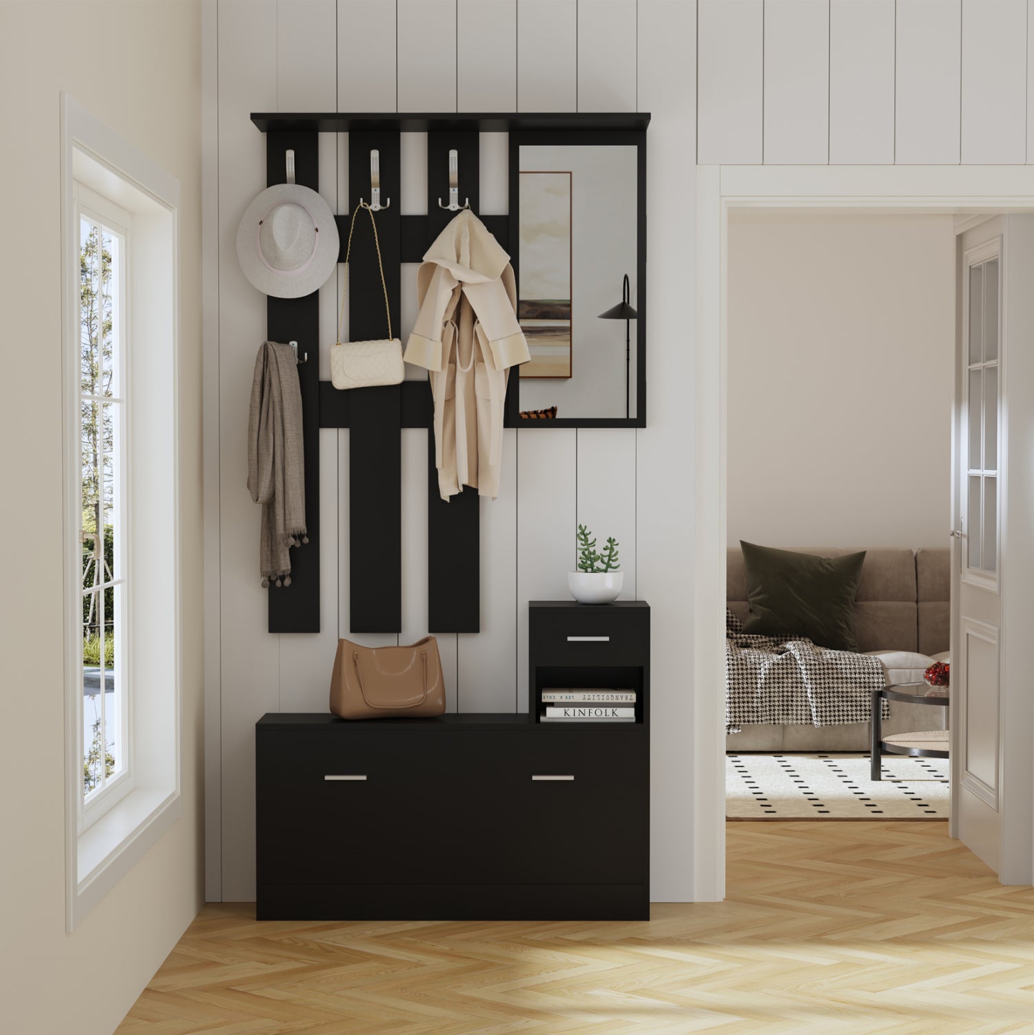 Входна мебел за антре GORN цвят венге 90x24x190