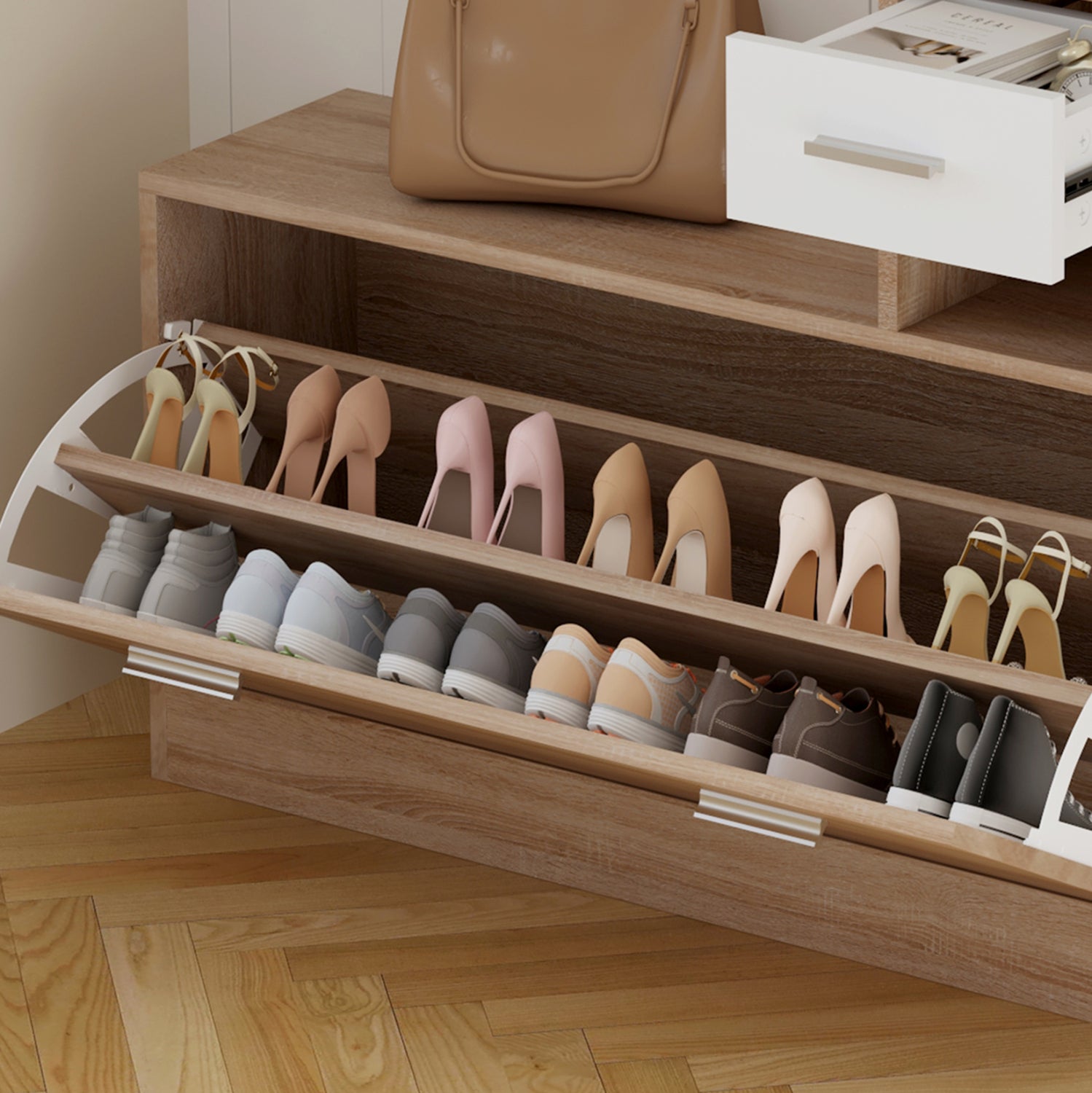 Входна мебел за антре GORN цвят сонама-бял 90x24x190см