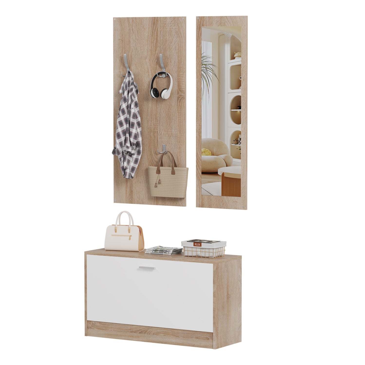 Антре  VERN  цвят сонама-бял 80x27x175