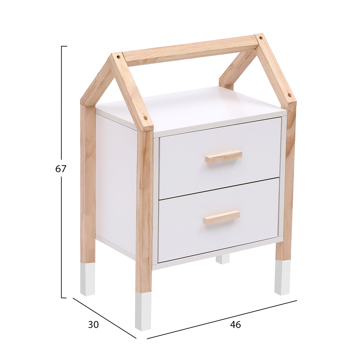Детско нощно шкафче PEPE бял-естествен цвят 46x30x67см