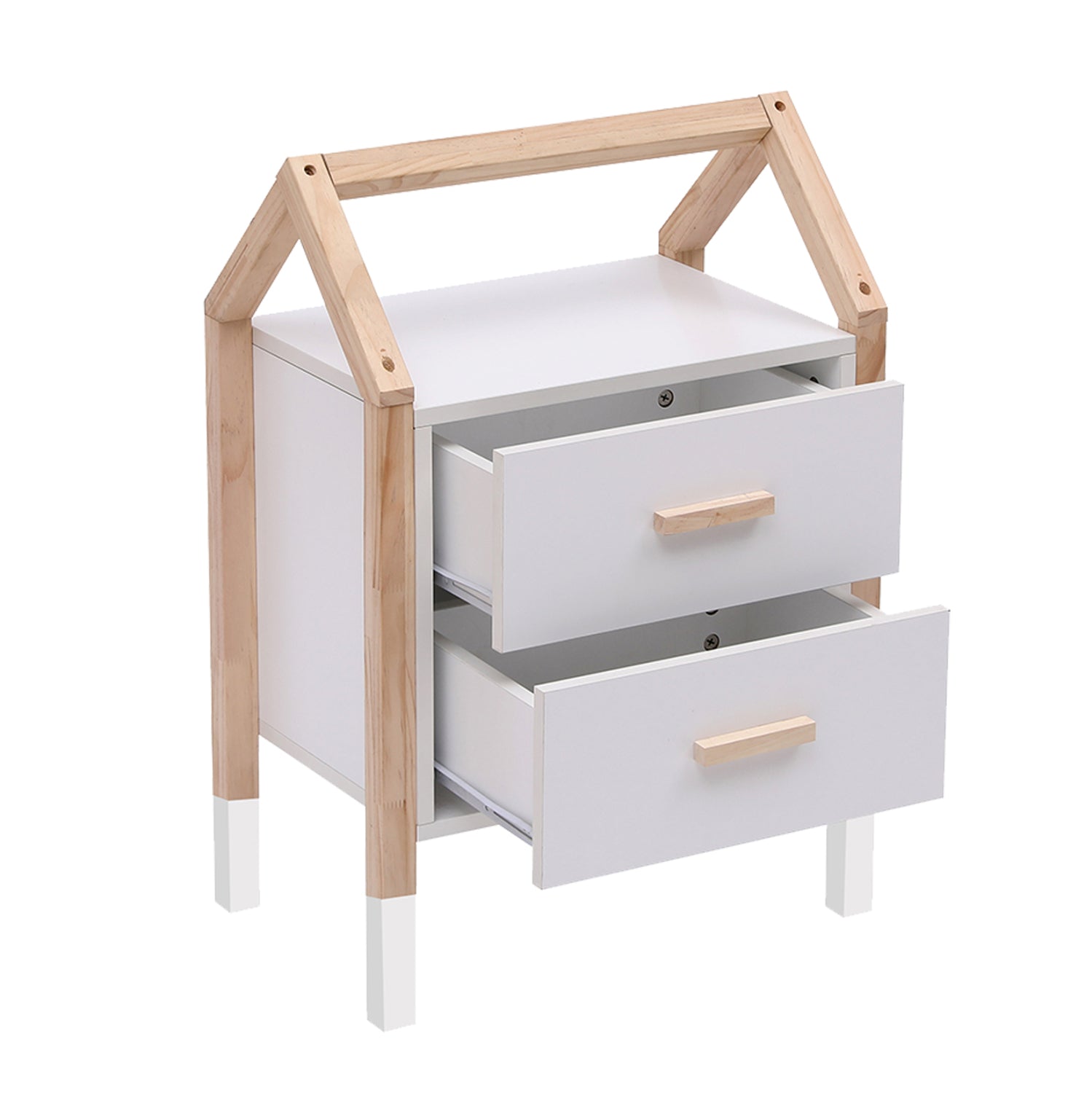 Детско нощно шкафче PEPE бял-естествен цвят 46x30x67см