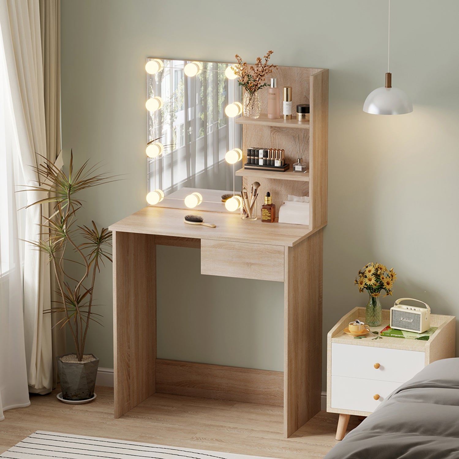 Тоалетка лара ii с led светлиницвят сонама