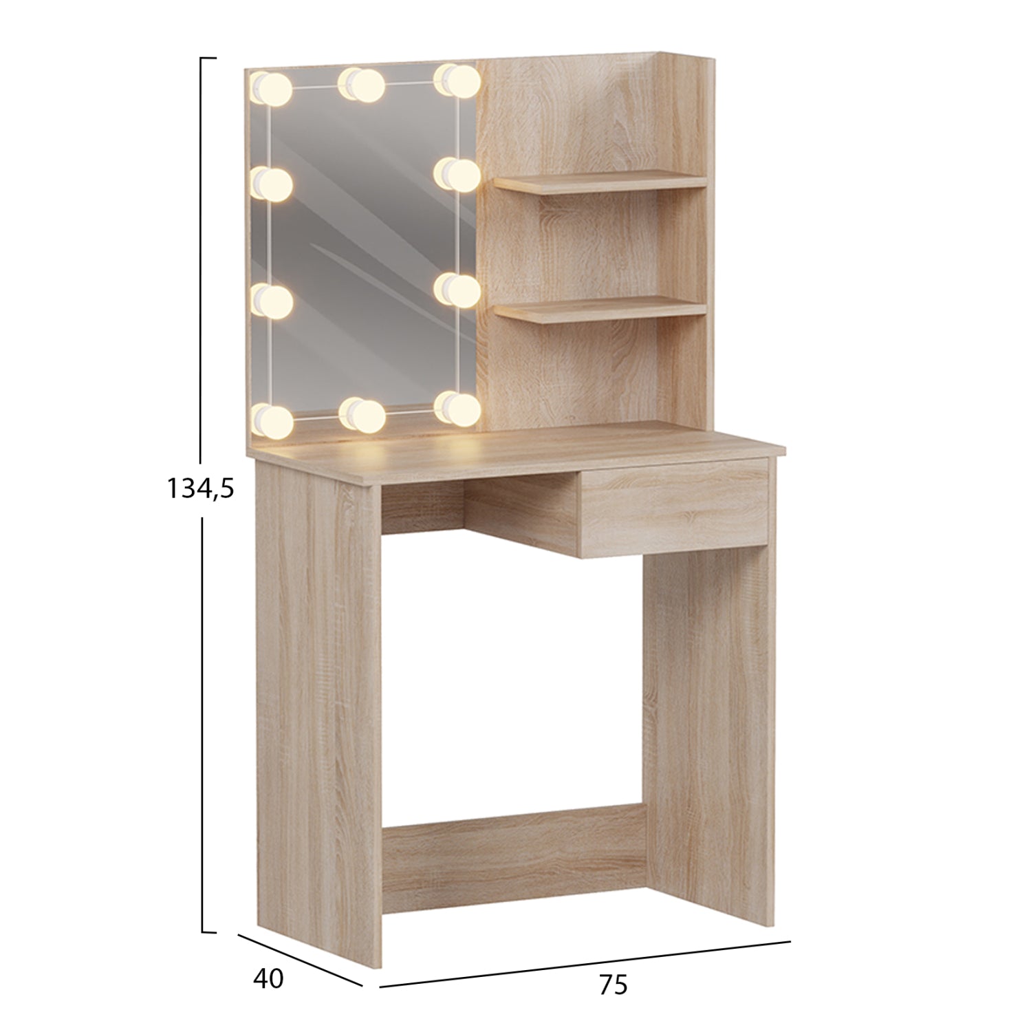 Тоалетка лара ii с led светлиницвят сонама
