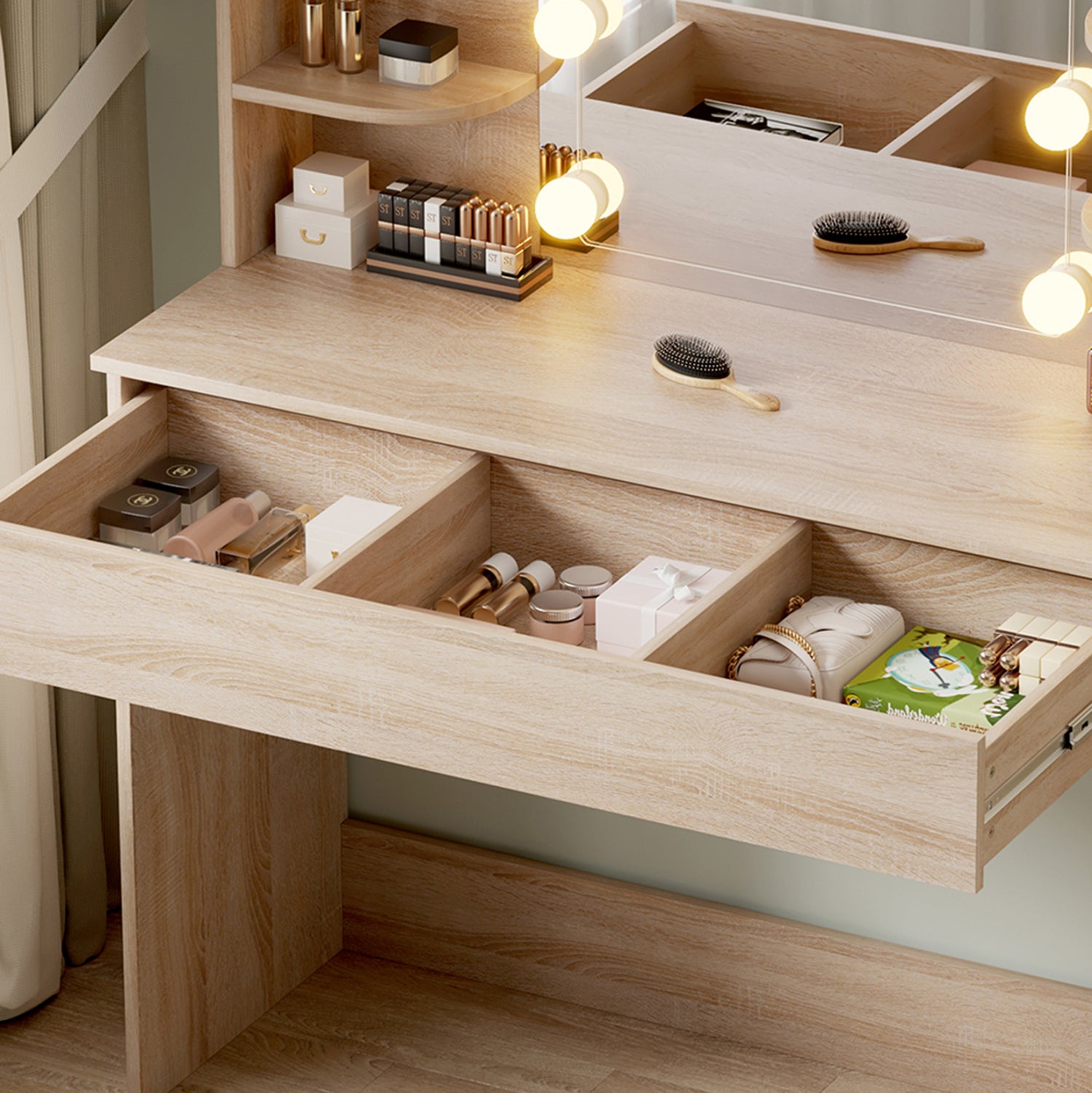 Тоалетка лара с led светлиницвят сонама