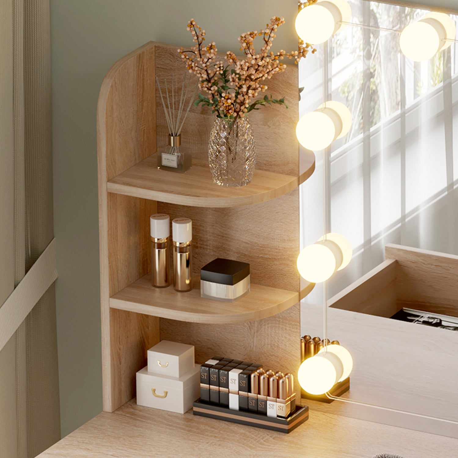 Тоалетка лара с led светлиницвят сонама