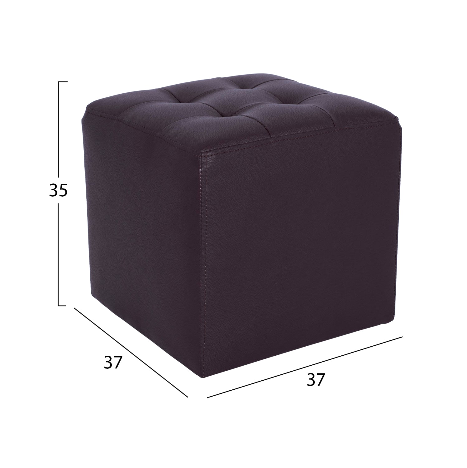 Пънк кафява pu табуретка 37x37x35см