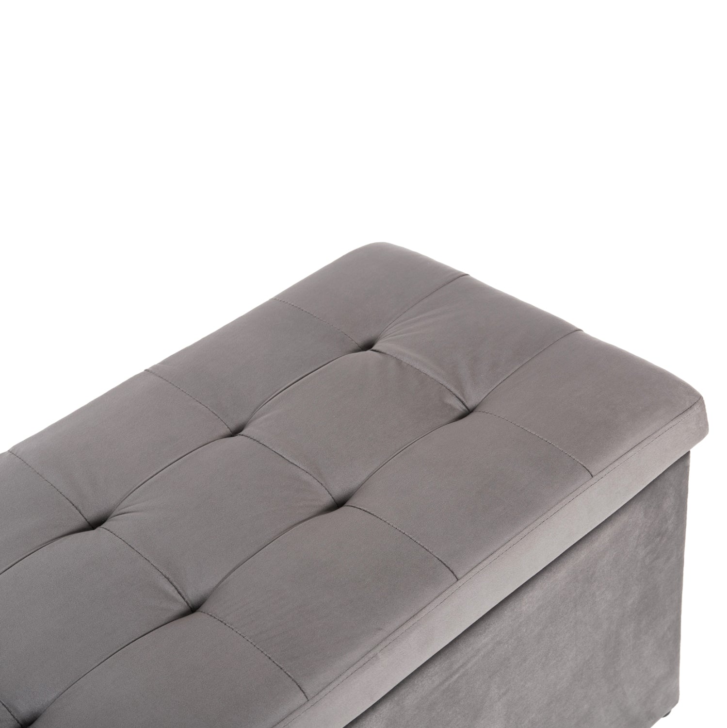 Табуретка-багажник с място за съхранение пънк сиво кадифе 90x50x50см.