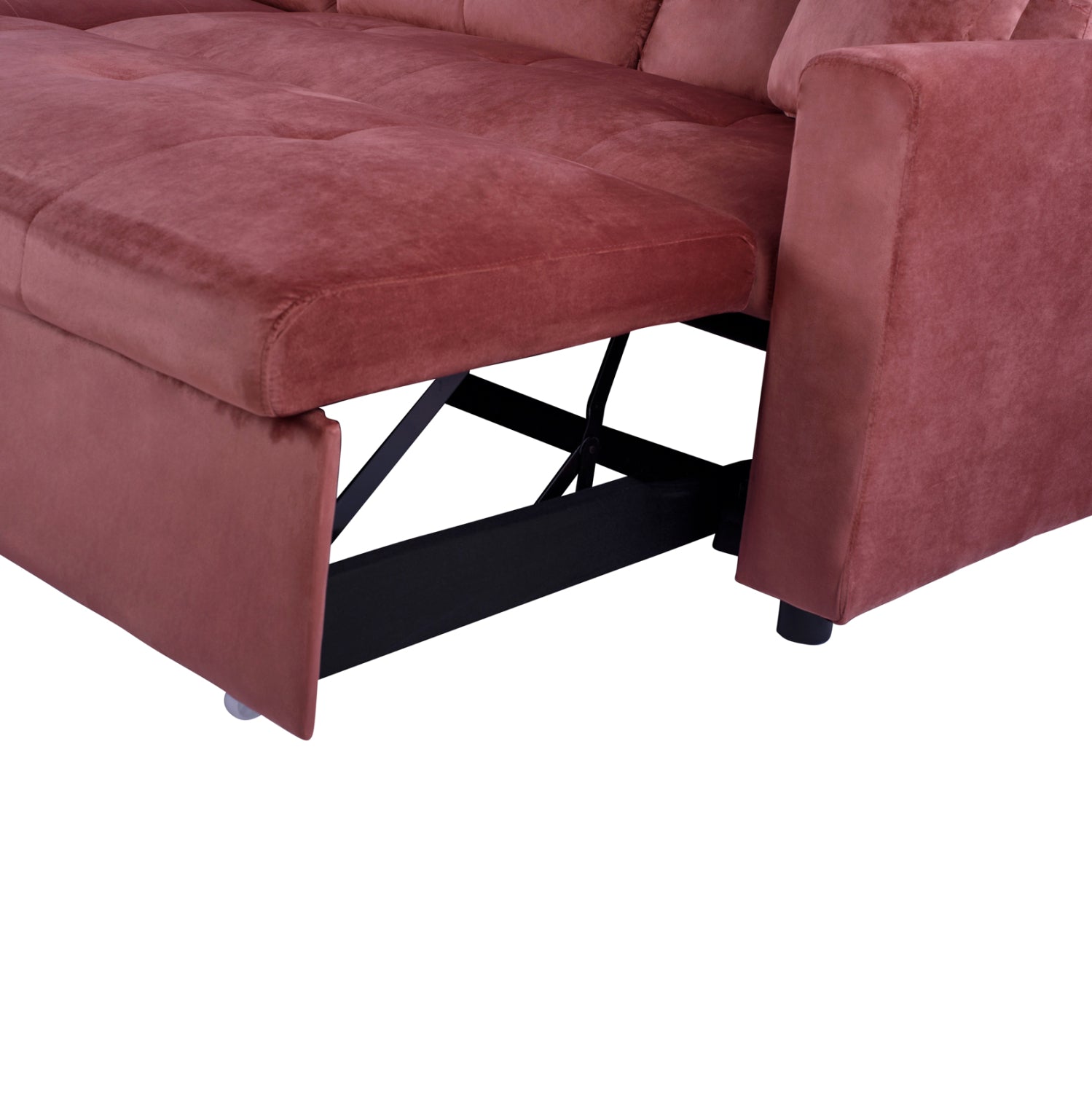 Ъглов диван с легло wayne 224x147x85см кадифена гнила ябълка