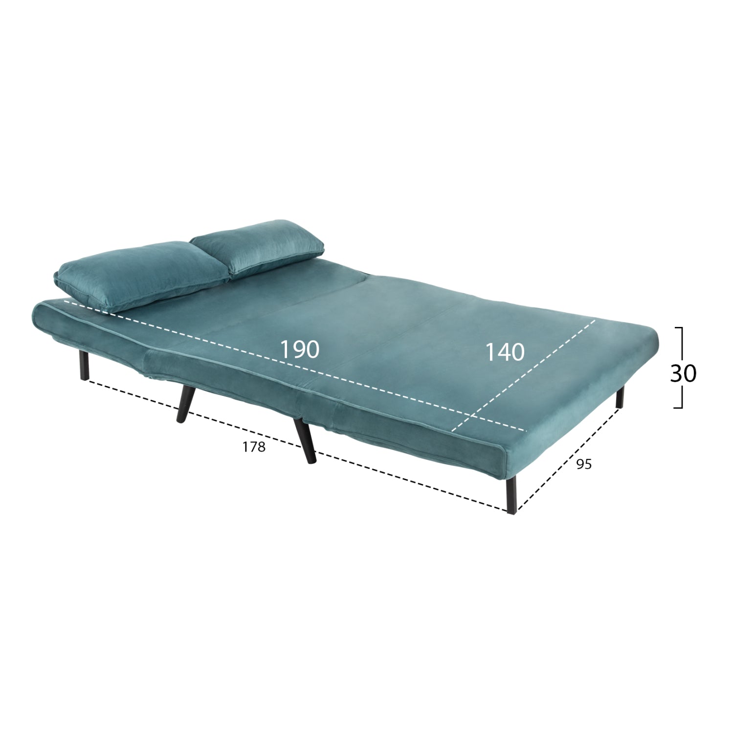 Диван ASMA цвят мента 140x80x77