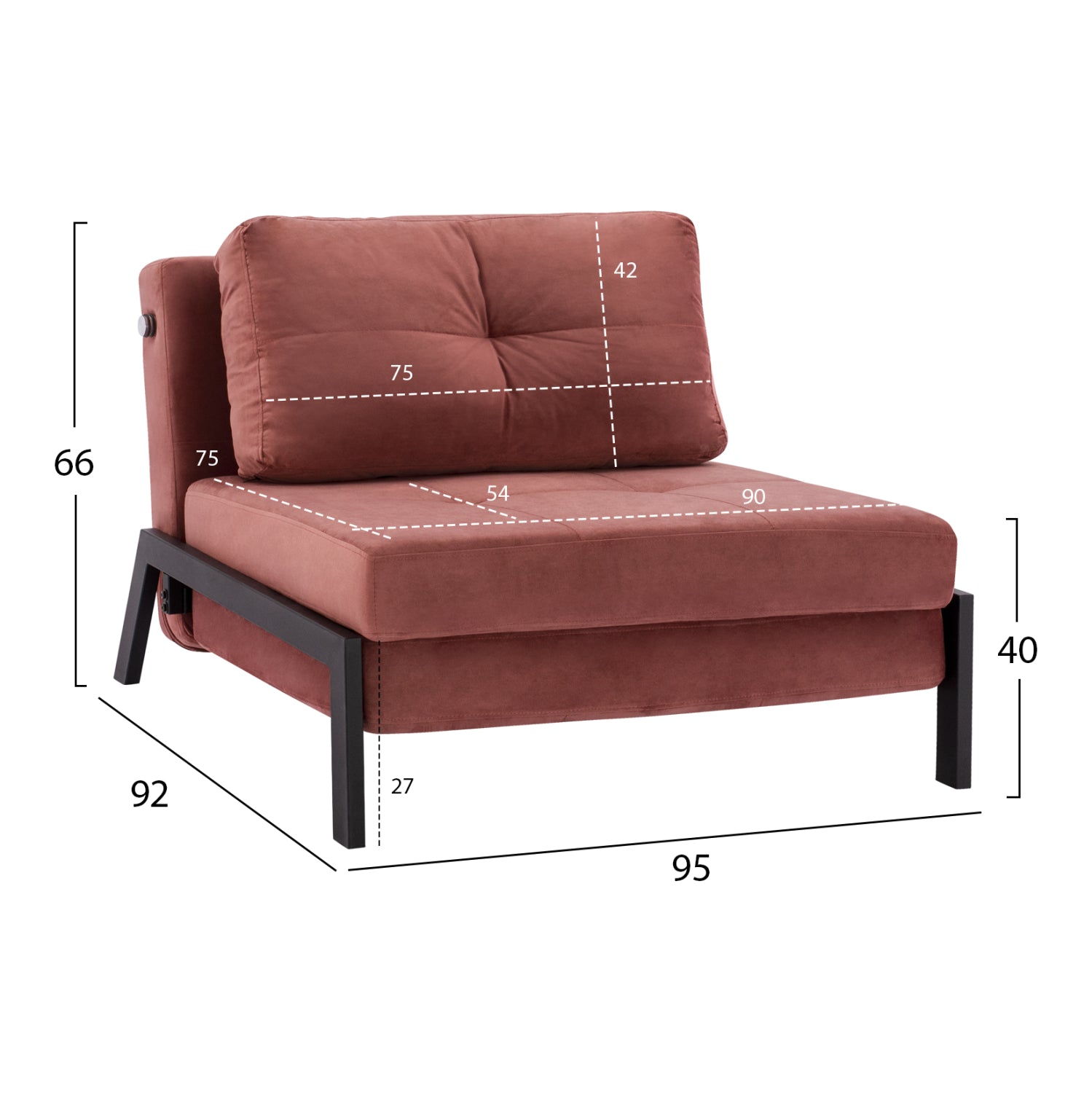 КРЕСЛО ЛЕГЛО, ГНИЛА ЯБЪЛКА КАДИФЕ 95x92x66H см.