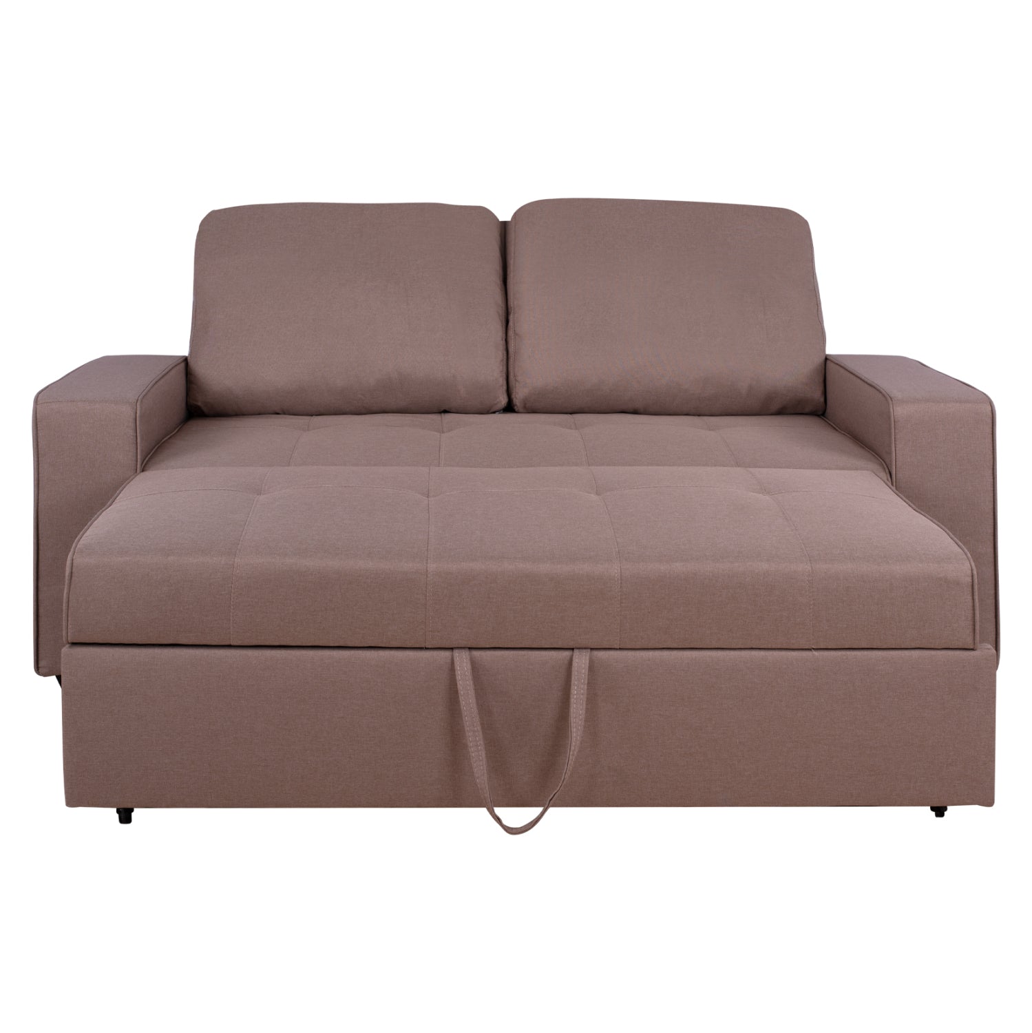 Разтегателен диван канна 2-местен с бежов плат 175x100x83 см