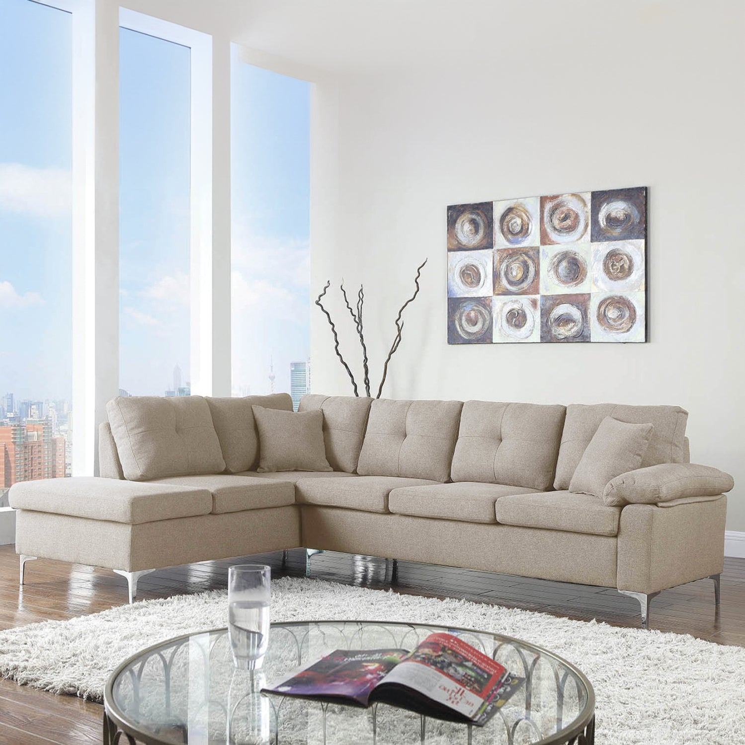 Диван Дора ляв ъгъл бежов цвят