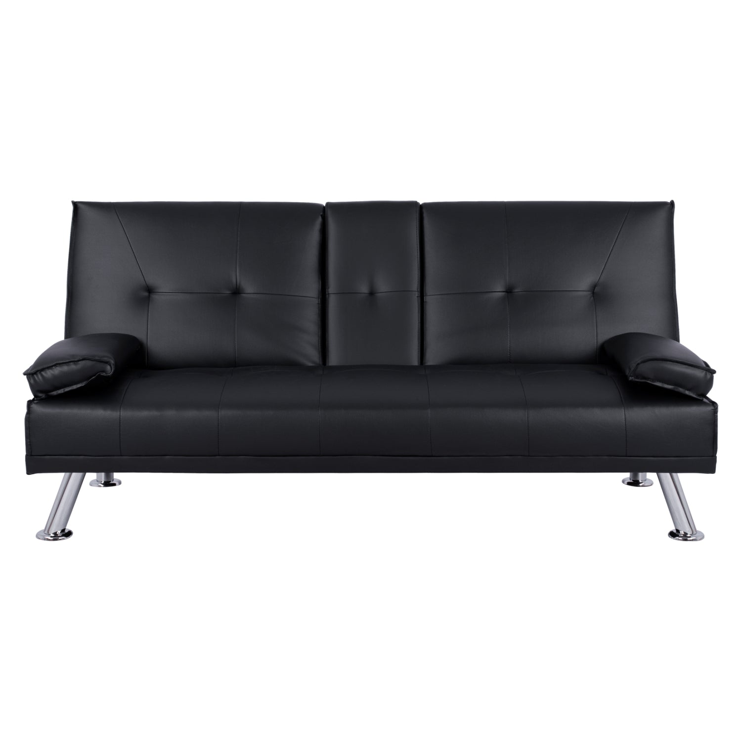 Benin разтегателен диван с черен pu 165x76,5x79 см и сгъваема ръкана