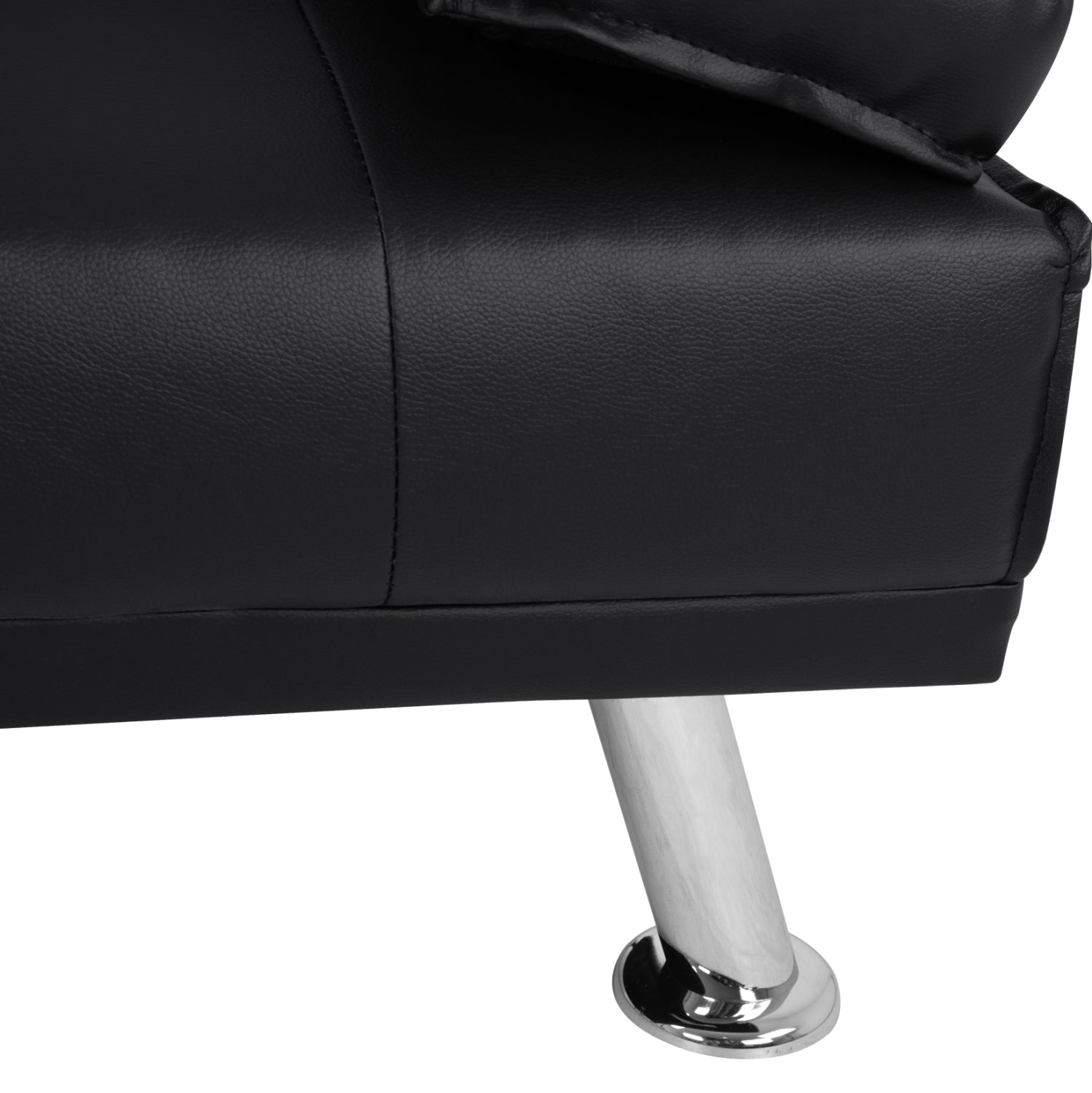 Benin разтегателен диван с черен pu 165x76,5x79 см и сгъваема ръкана