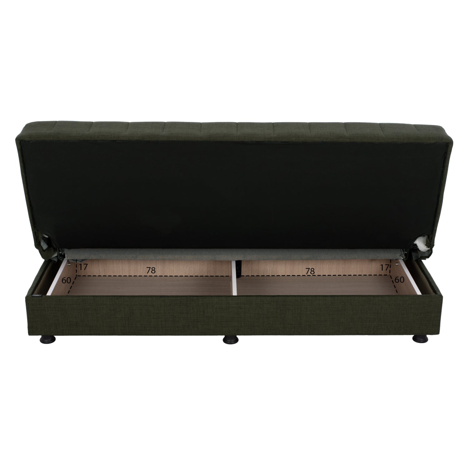 Разтегателен диван андри, триместен, тъмномаслинено 180x72x77 см
