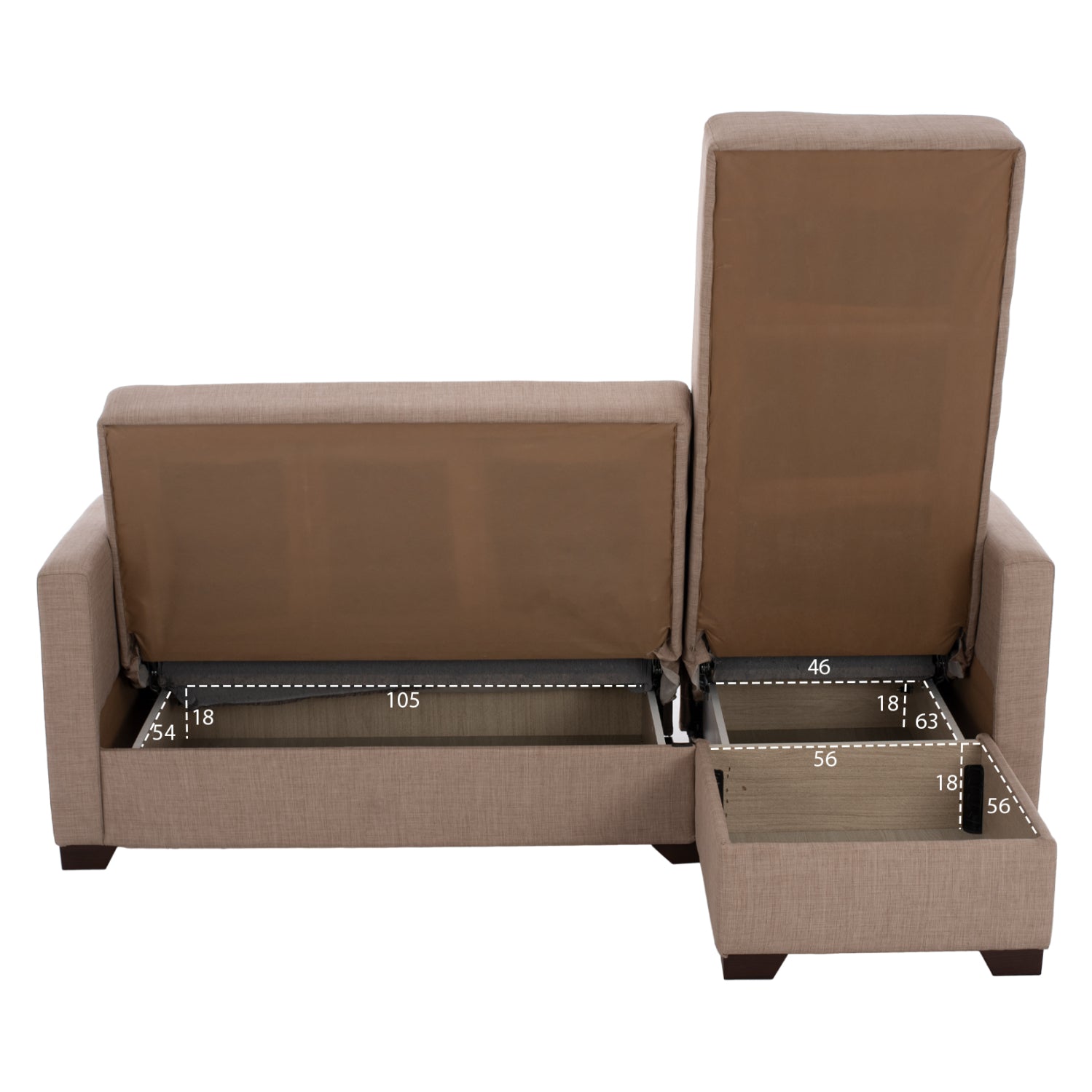 Ъглов диван КГ3244.02 кафяв цвят