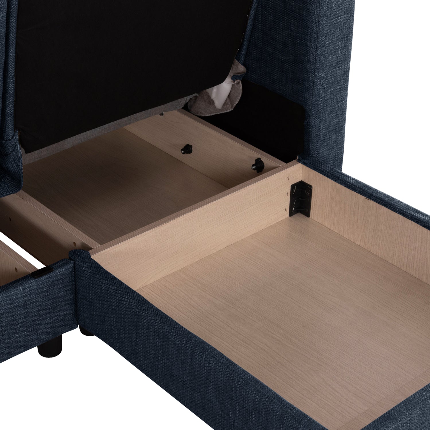 Диван легло GHUFRAN ъглов обратен син с място за съхранение 202x140x78см.