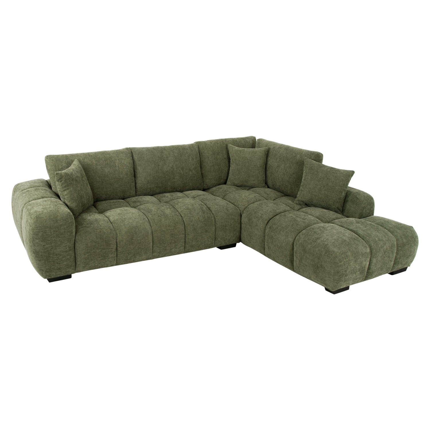 Ъглов диван (десен) Coven зелен плат 298x102-208x85всм.