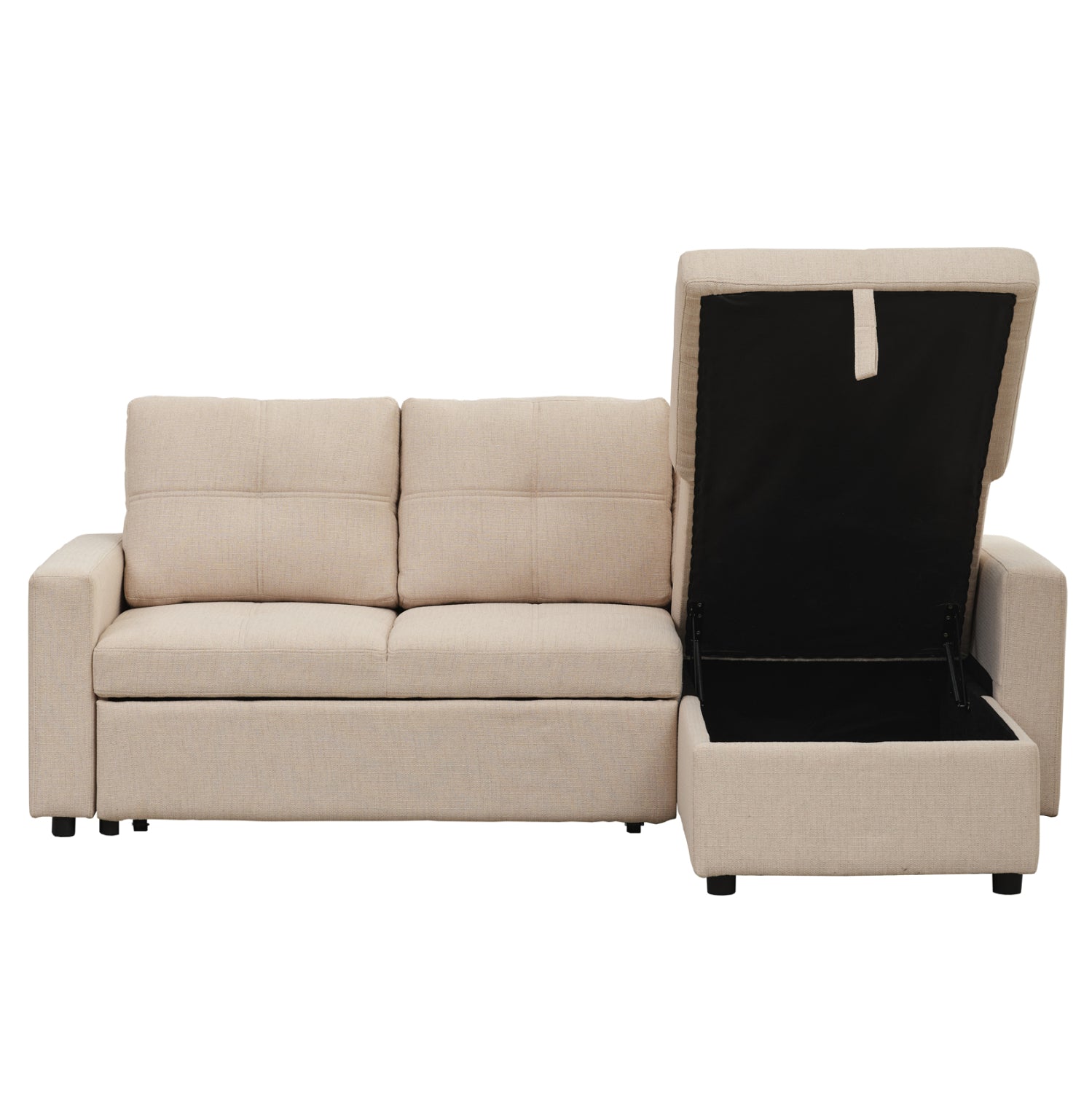 Ъглов разтегащ диван, обърнат, salino бежов плат, 213x132x87см