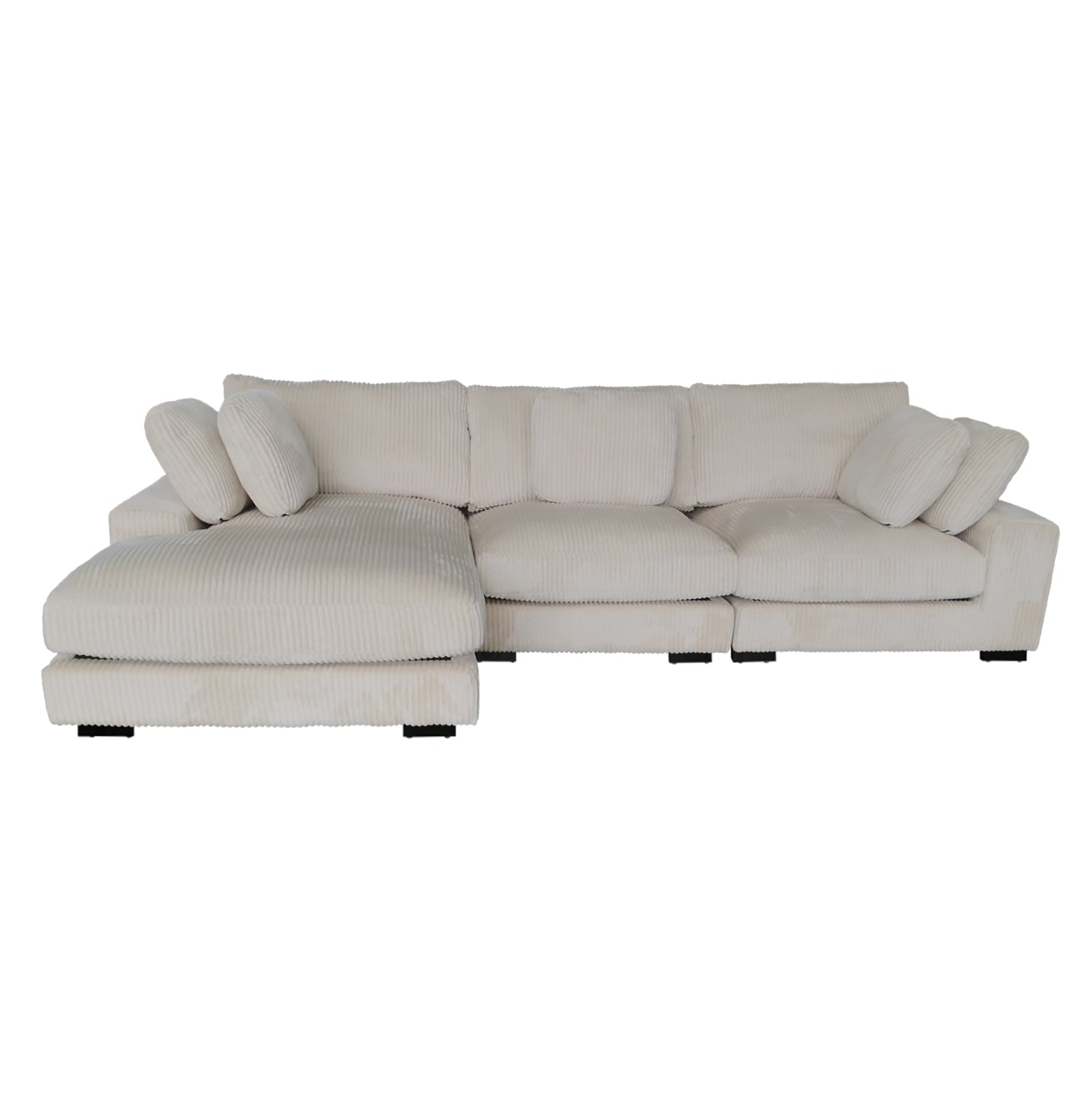 Ляв ъглов диван Cranfield бежов раиран плат 313x169(ъгъл)x80всм.