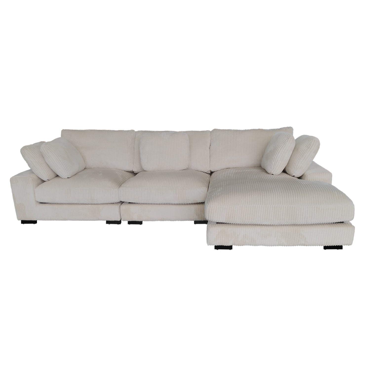 Десен ъглов диван Cranfield бежови раирани с платове 313x169(ъгъл)x80всм.