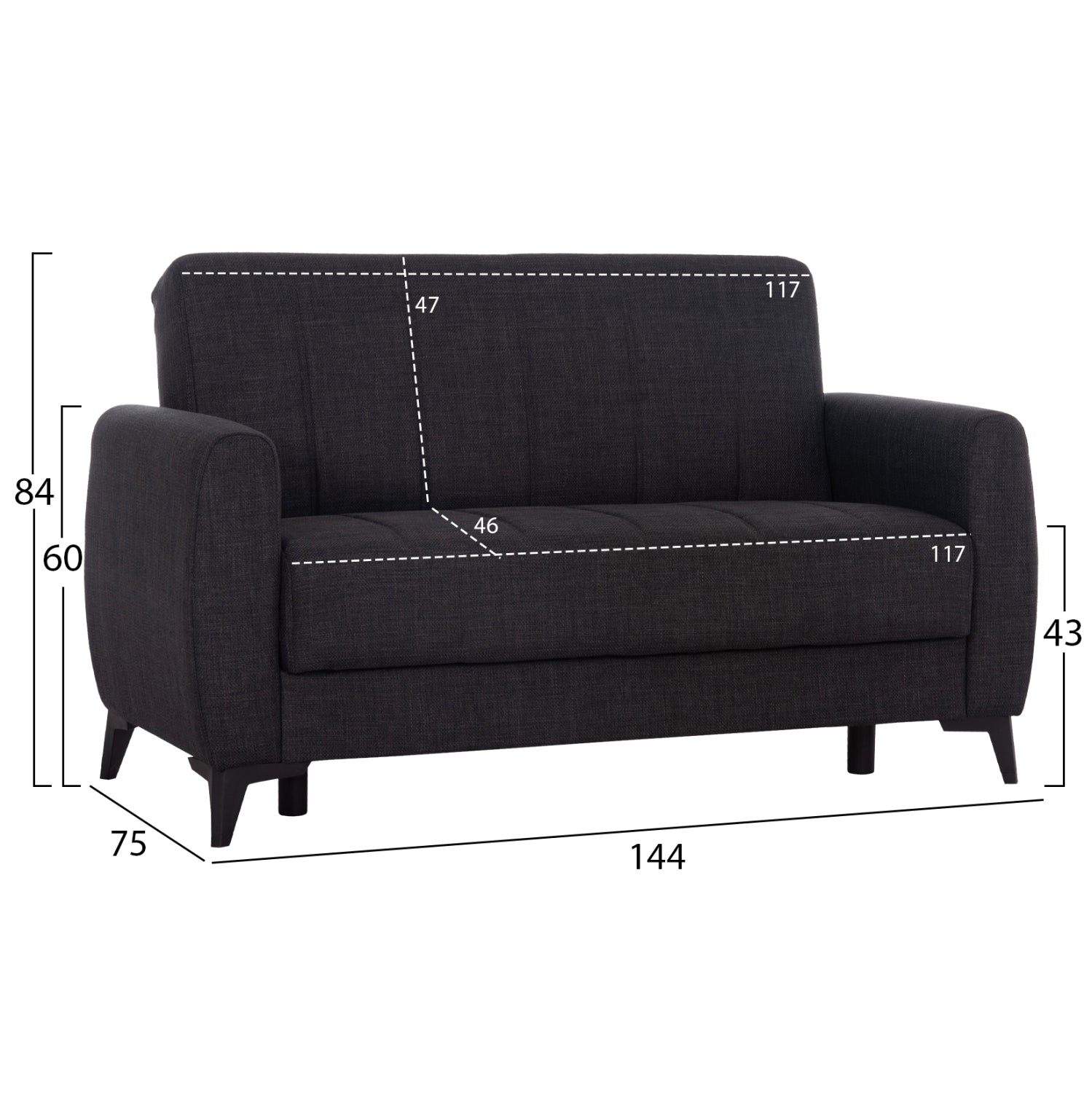 Разтегателен диван с място за съхранение дама nikko grey 144x75x84см.