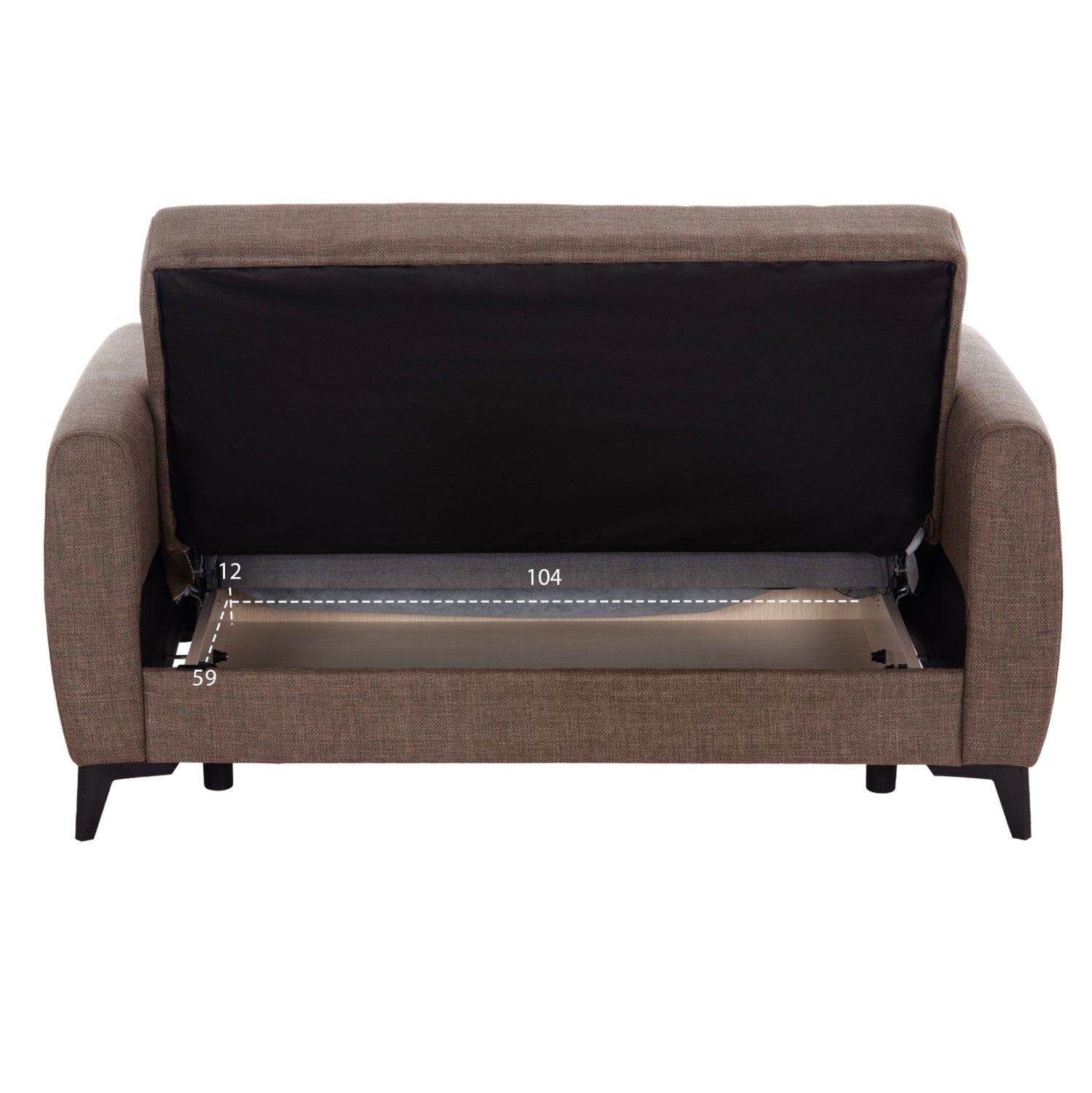 Разтегателен диван с място за съхранение никко кафяв плат 144x75x84см.