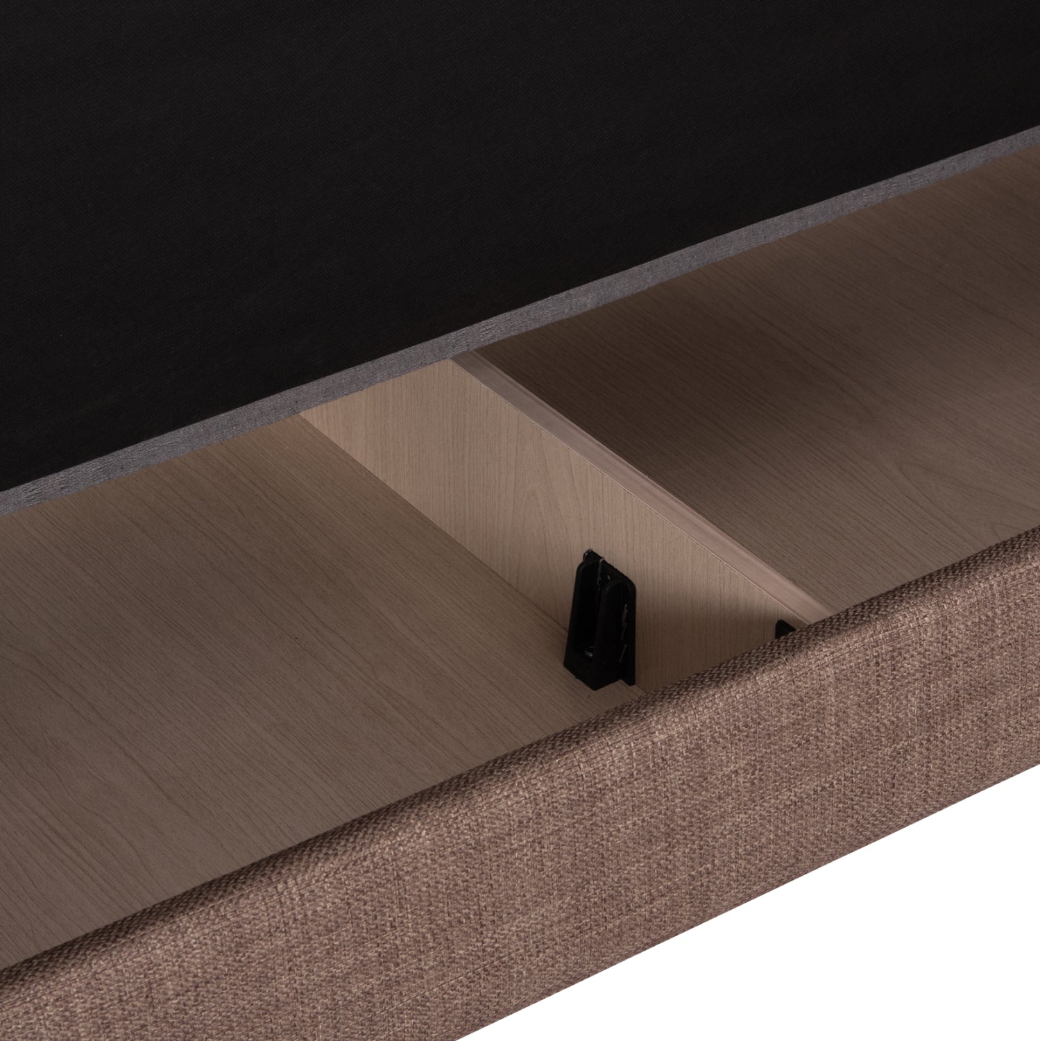 Разтегателен диван с място за съхранение никко кафяв плат 144x75x84см.