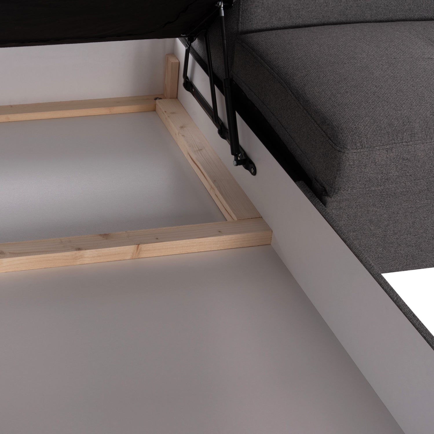 Ъглов разтегател с място за съхранение енкор сив дамас 285х205х90см.