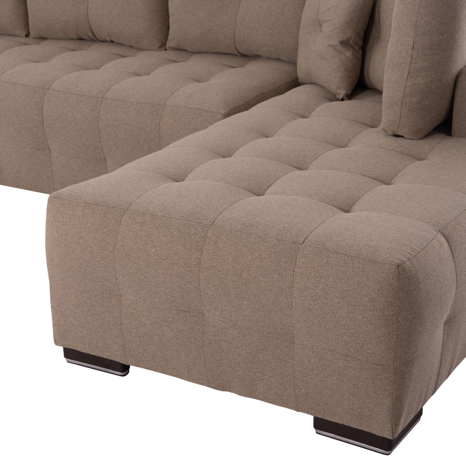 Ъглов разтегателен диван с място за съхранение Trendston бежов плат 298x177x95cm