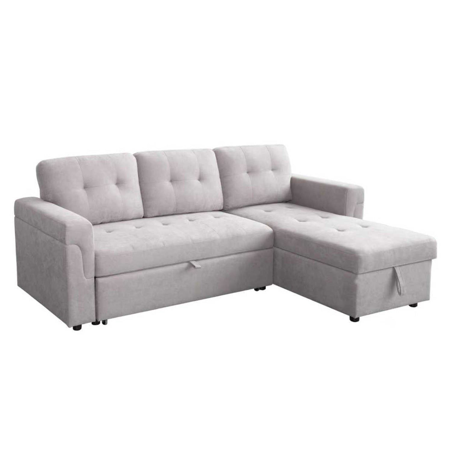 Ъглов разтегащ диван, обърнат, сив, платена 214x137x83см