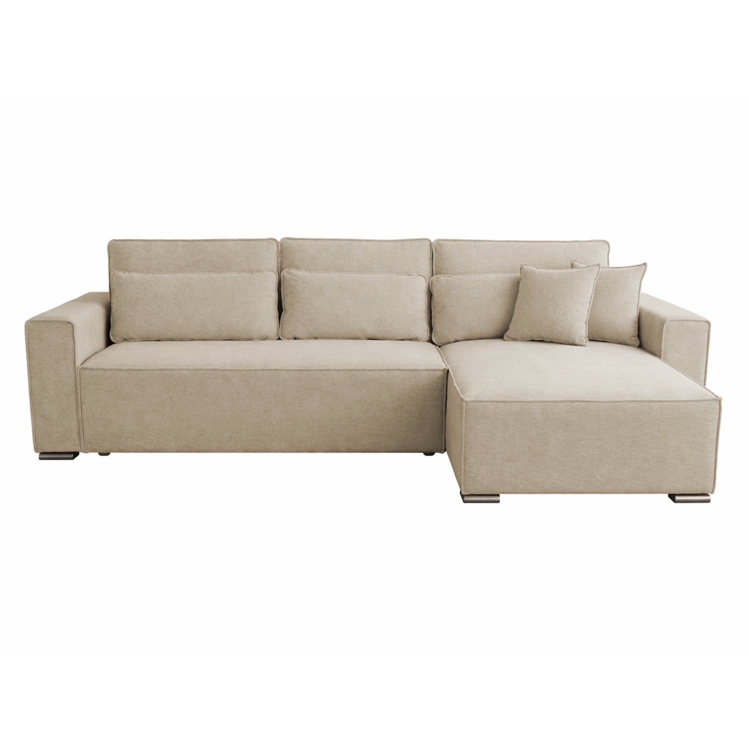 Ъглов разтегателен диван CORNERA, бежов плат, 269x155x89см