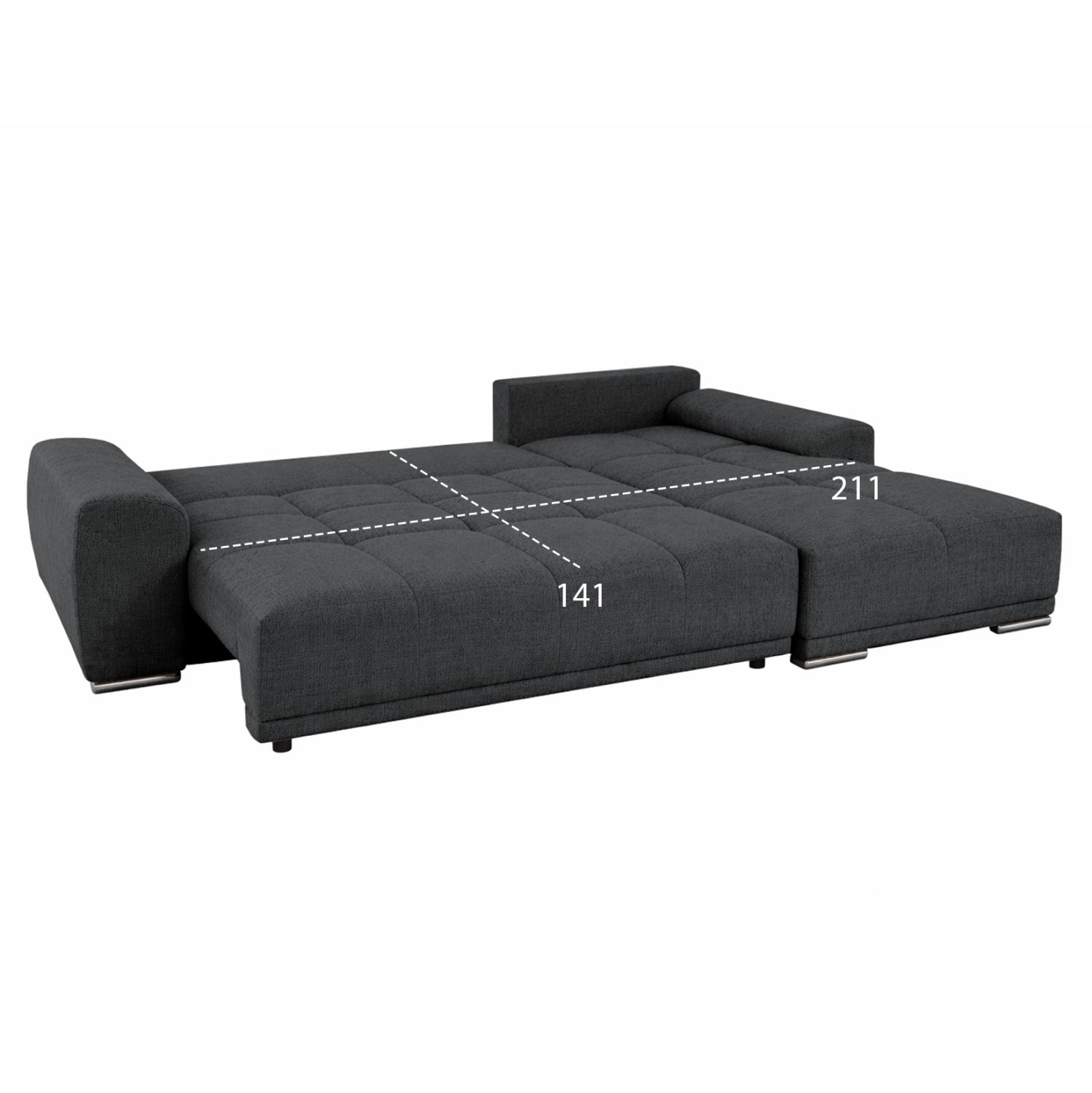 Разтегателен диван десен ъглов Comfyra сив плат 270x181x75см